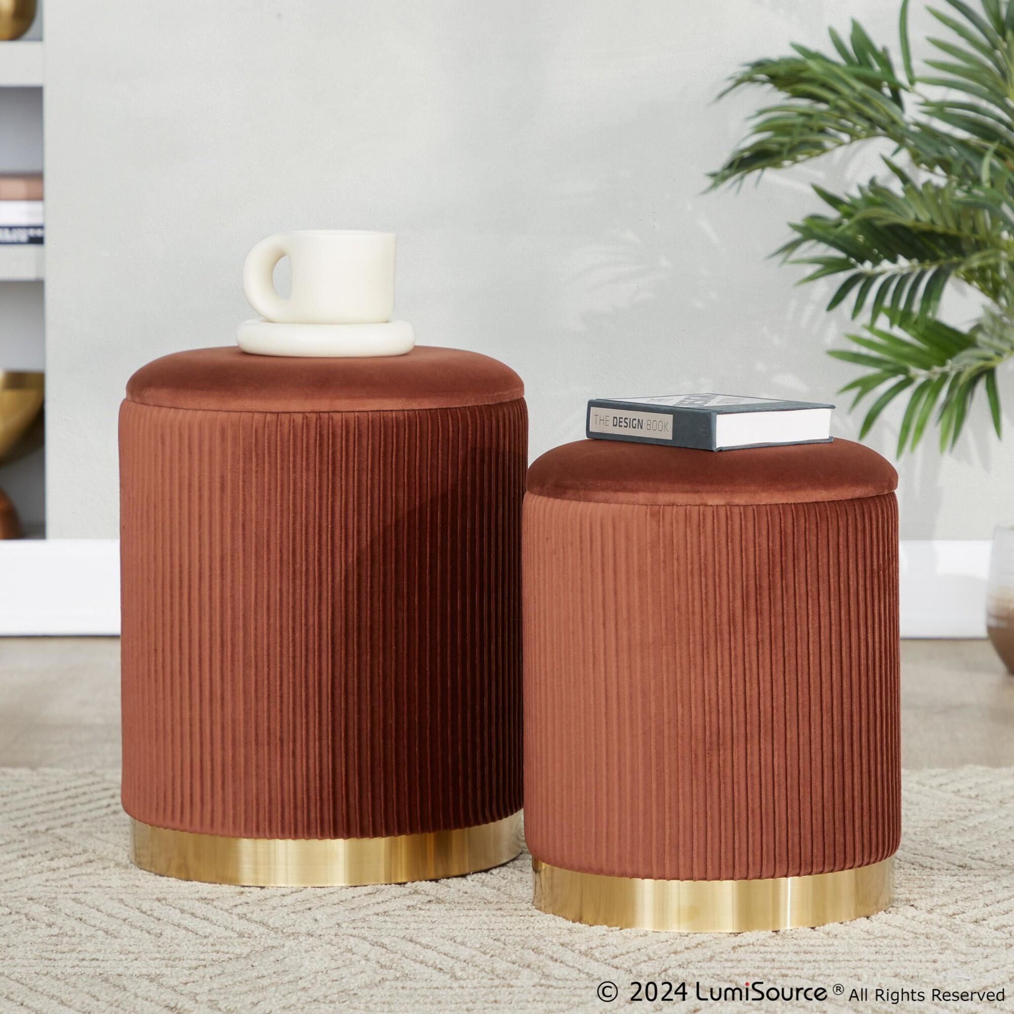 LumiSource Marla Nesting Pleated Ottoman Set, , large