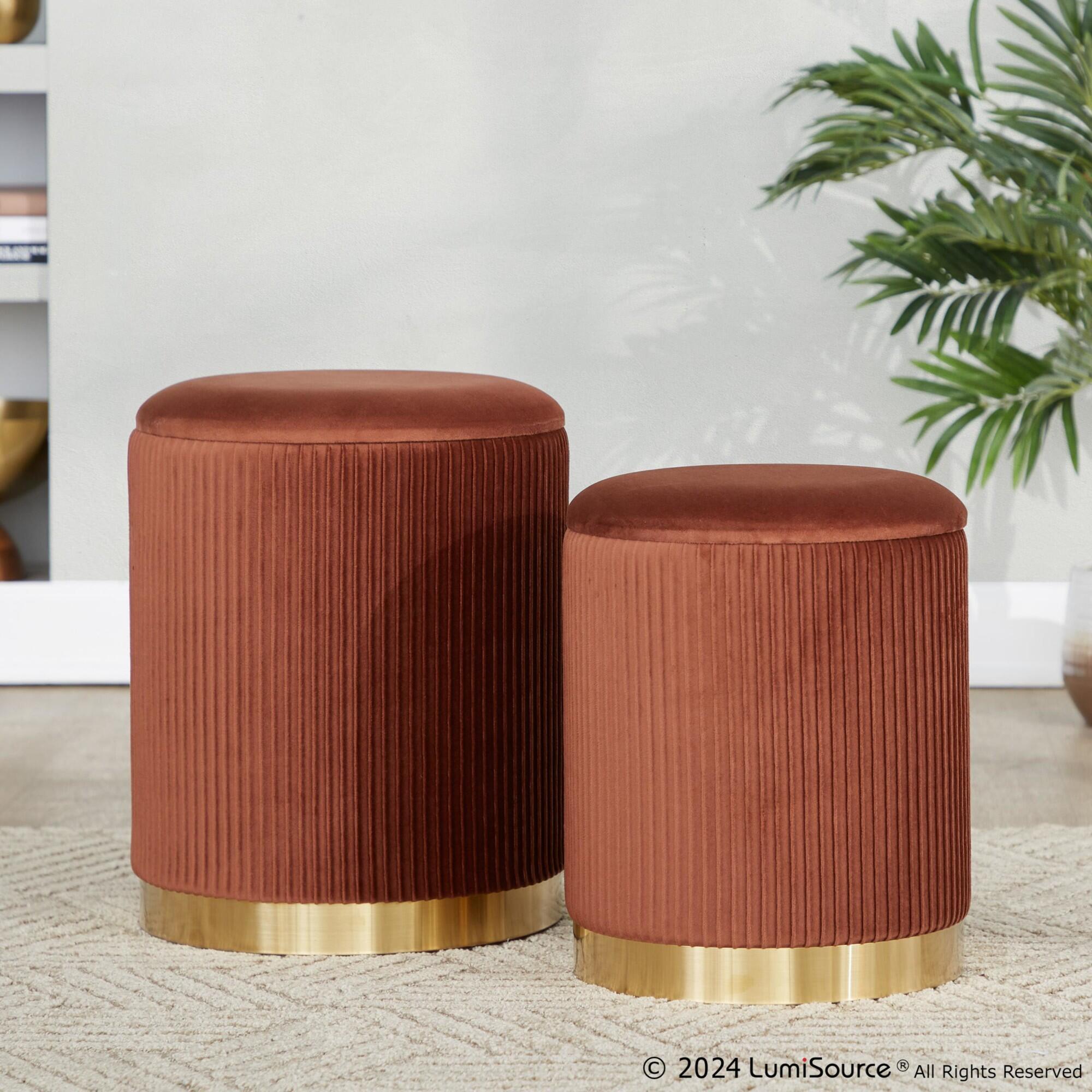 LumiSource Marla Nesting Pleated Ottoman Set, , large