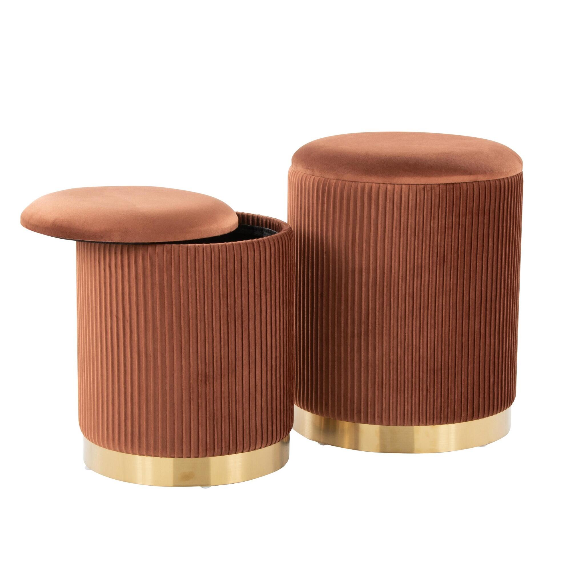 LumiSource Marla Nesting Pleated Ottoman Set, , large
