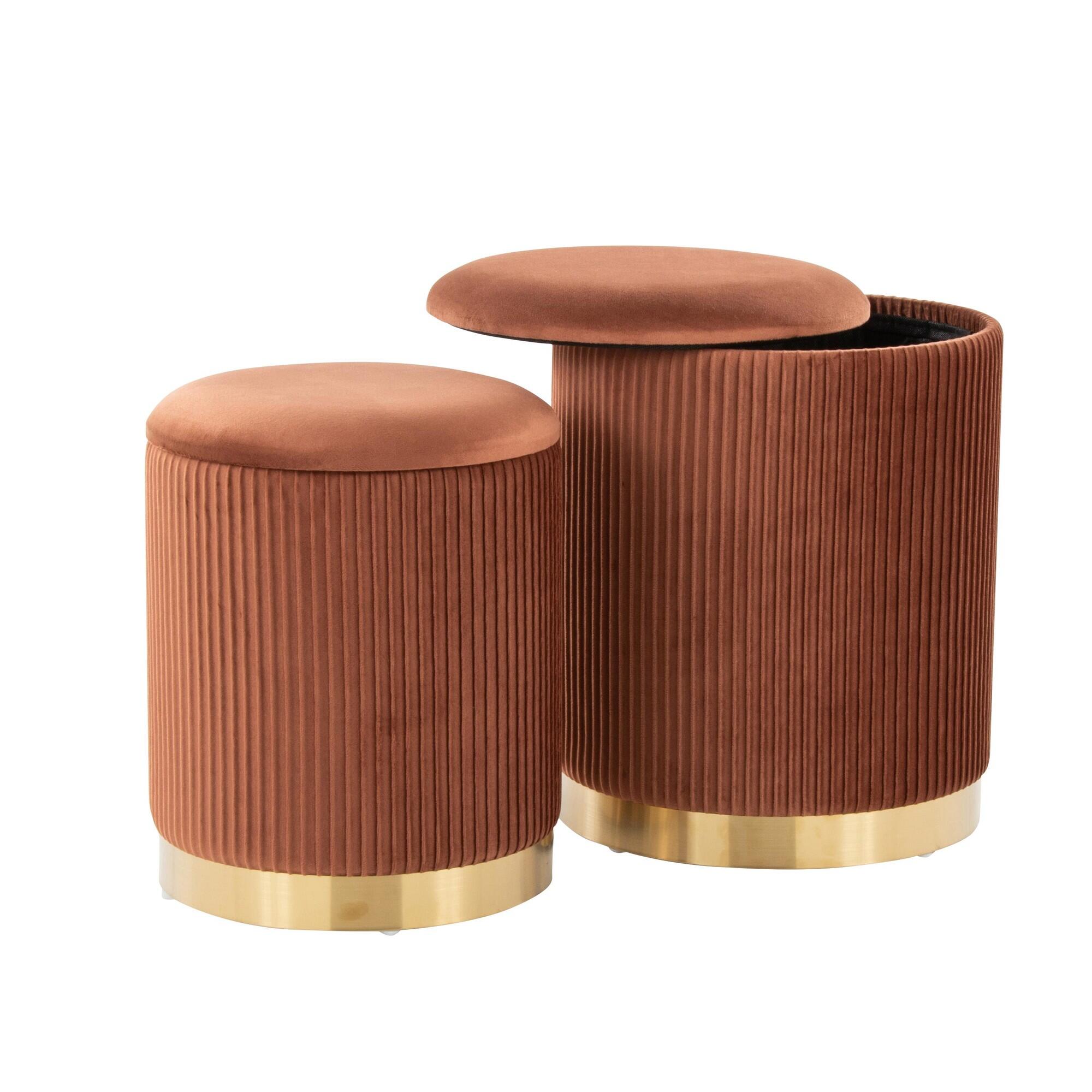 LumiSource Marla Nesting Pleated Ottoman Set, , large