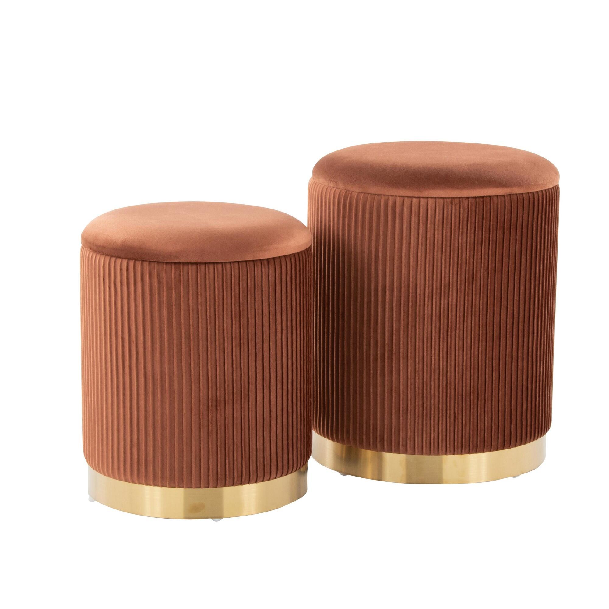 LumiSource Marla Nesting Pleated Ottoman Set, , large