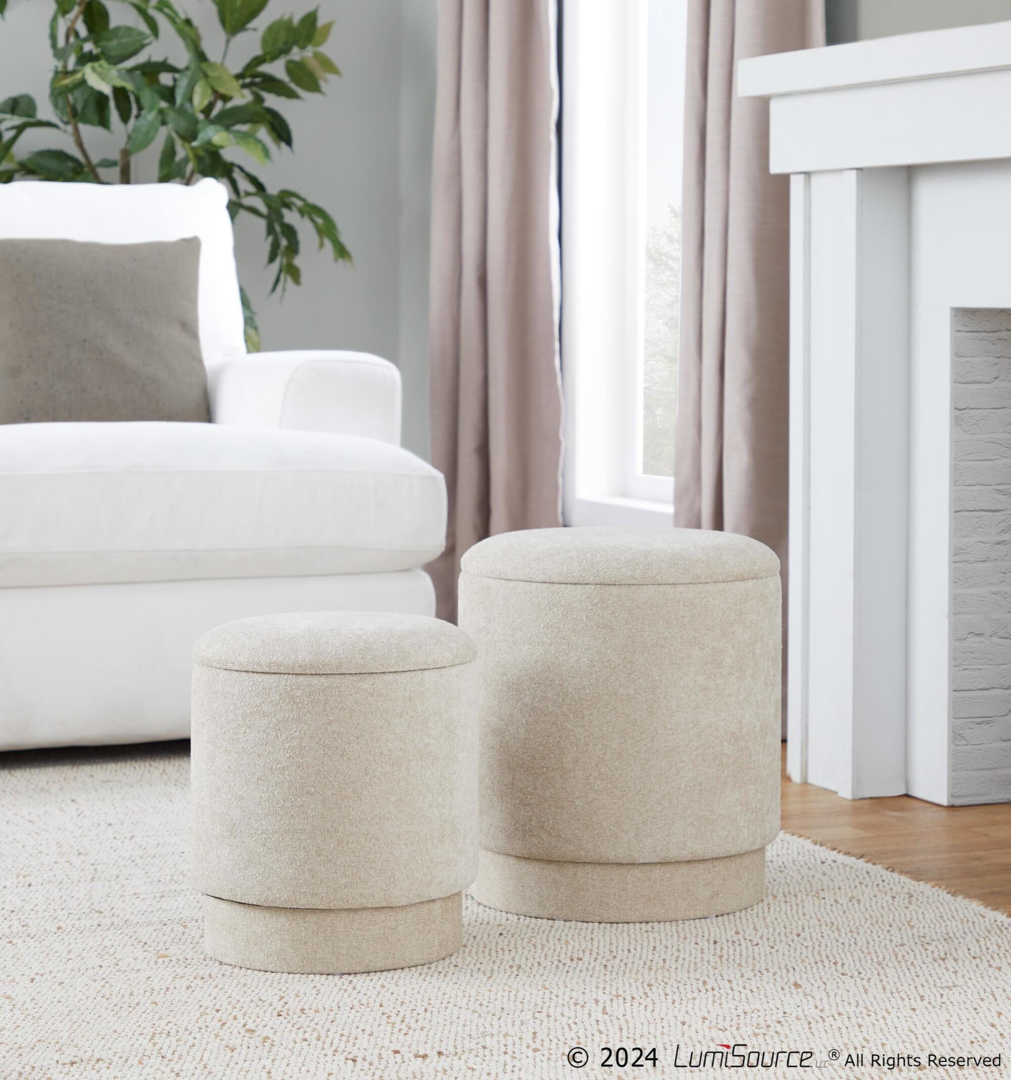 LumiSource Marla Ottoman Set, Beige, rollover