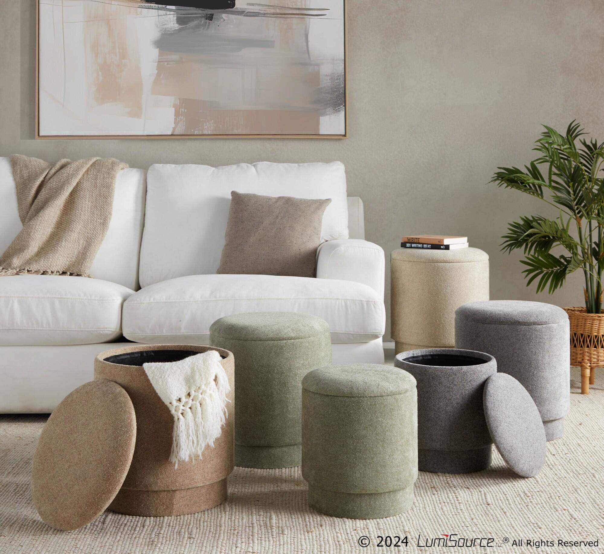 LumiSource Marla Ottoman Set, Beige, large