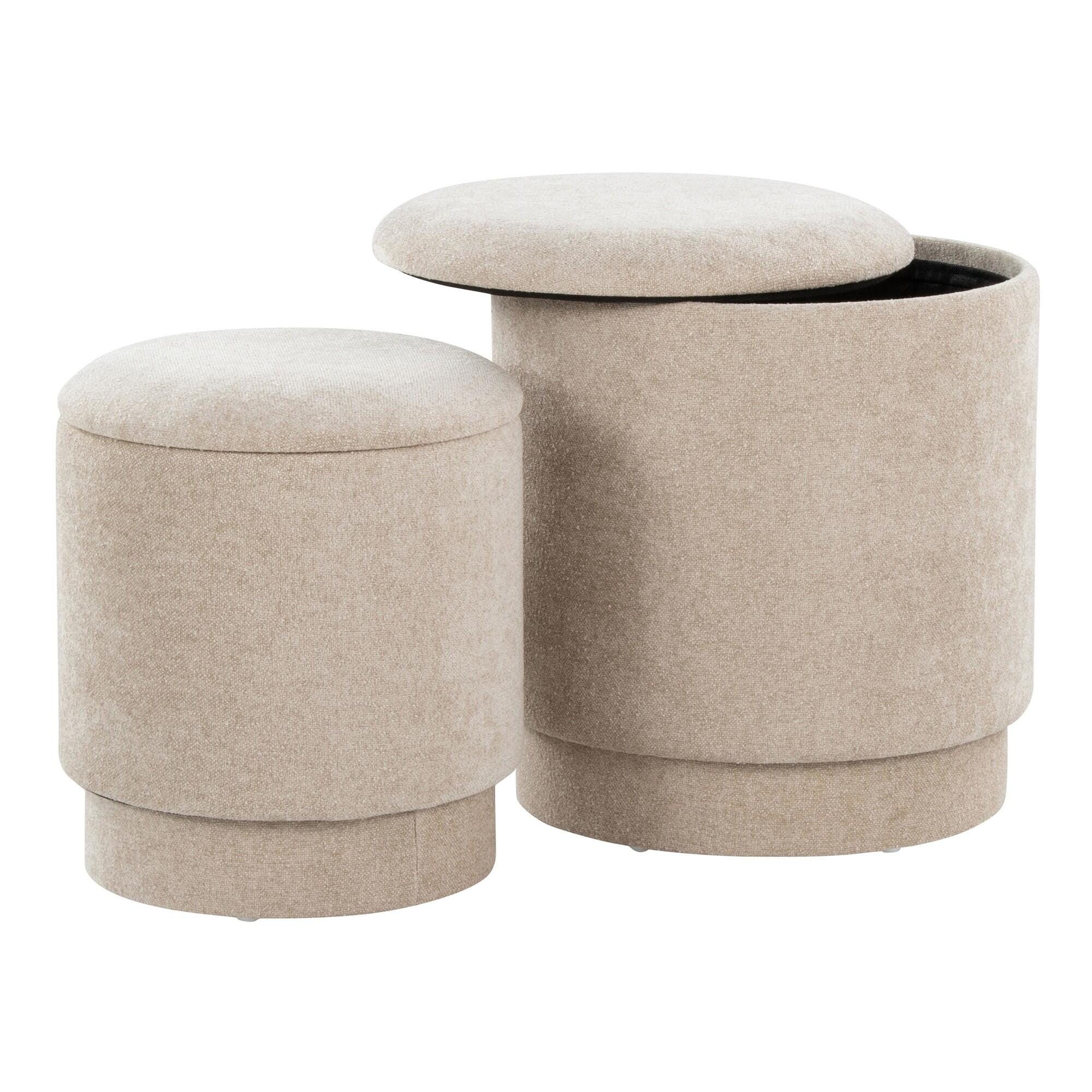 LumiSource Marla Ottoman Set, Beige, large