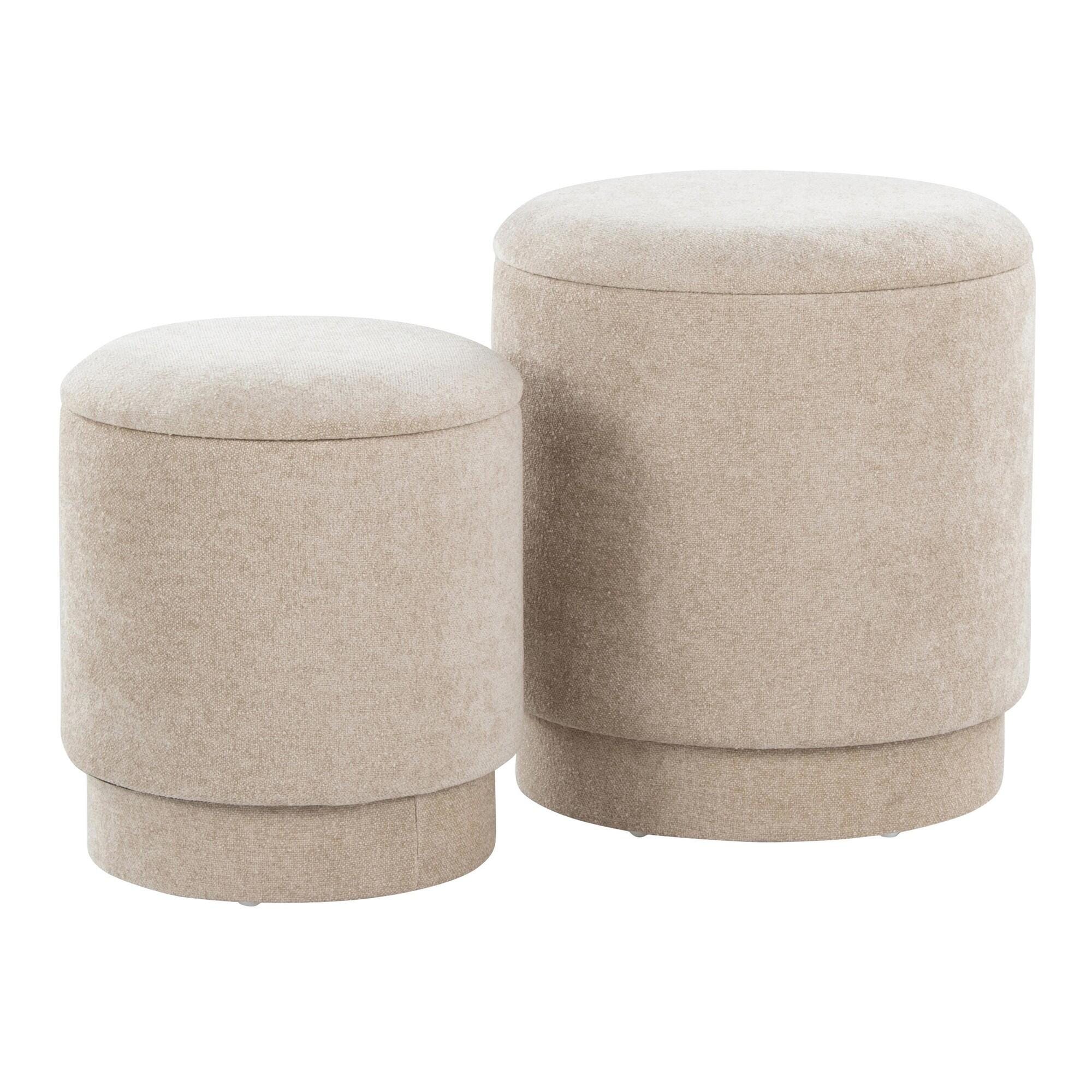 LumiSource Marla Ottoman Set, Beige, large