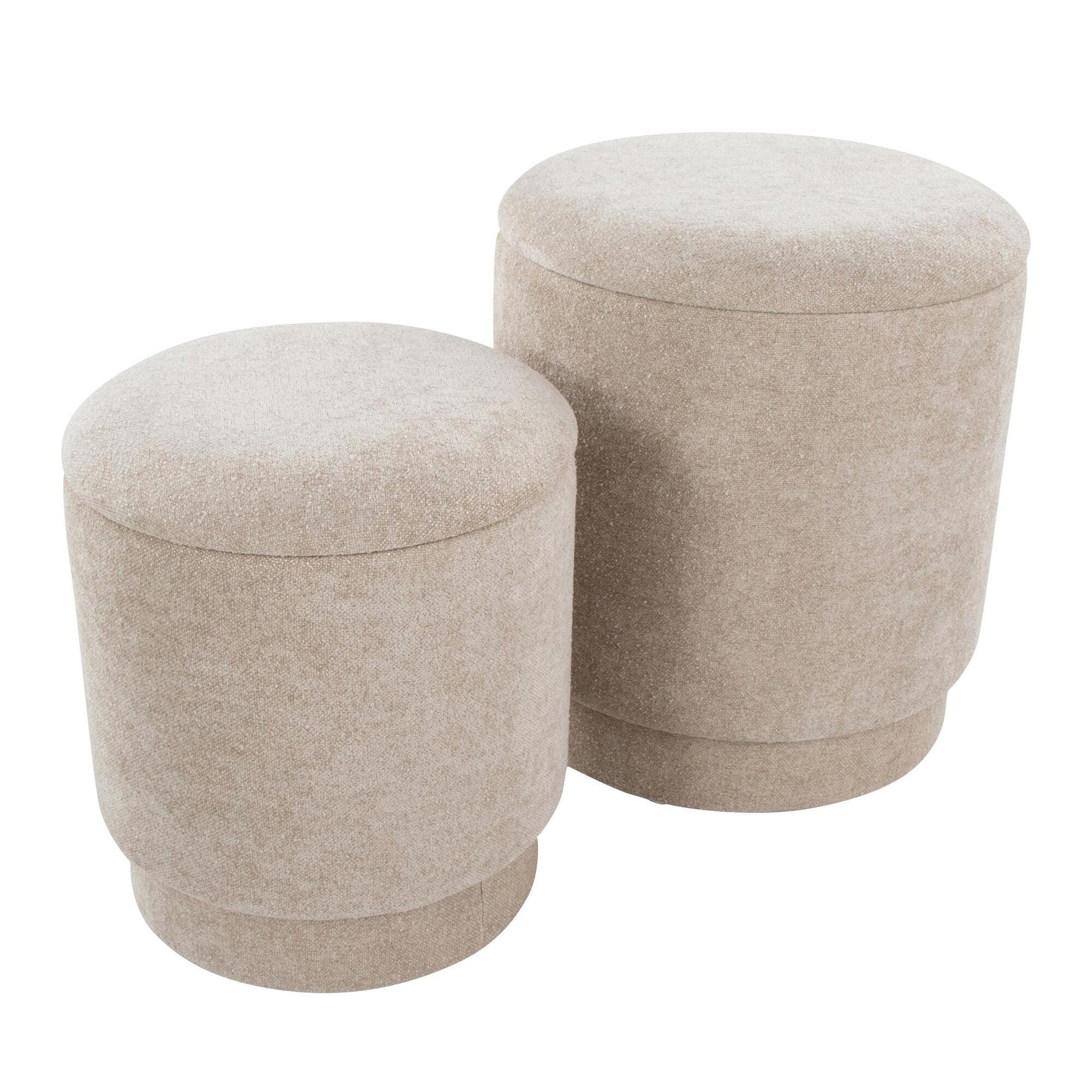 LumiSource Marla Ottoman Set, Beige, large
