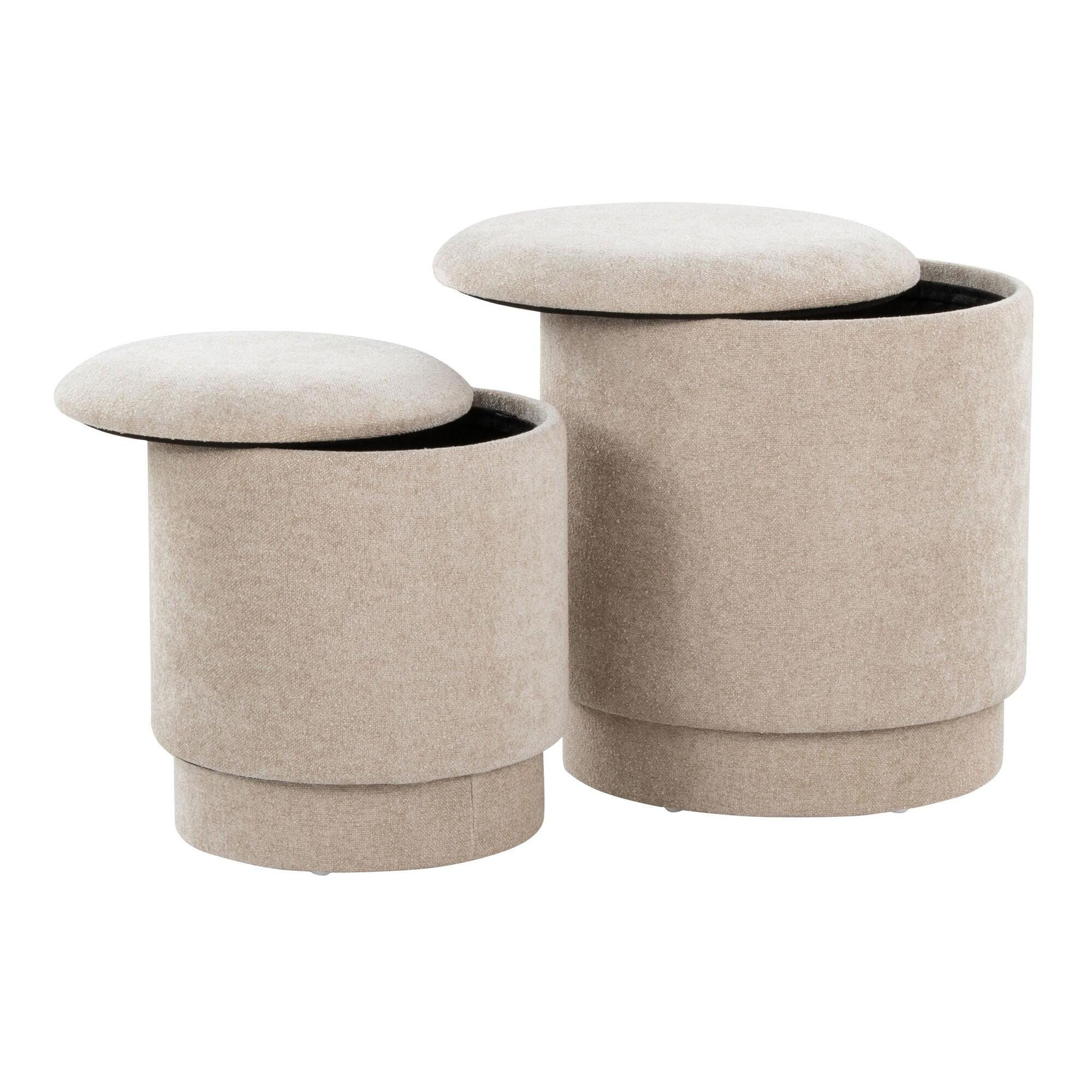 LumiSource Marla Ottoman Set, Beige, large