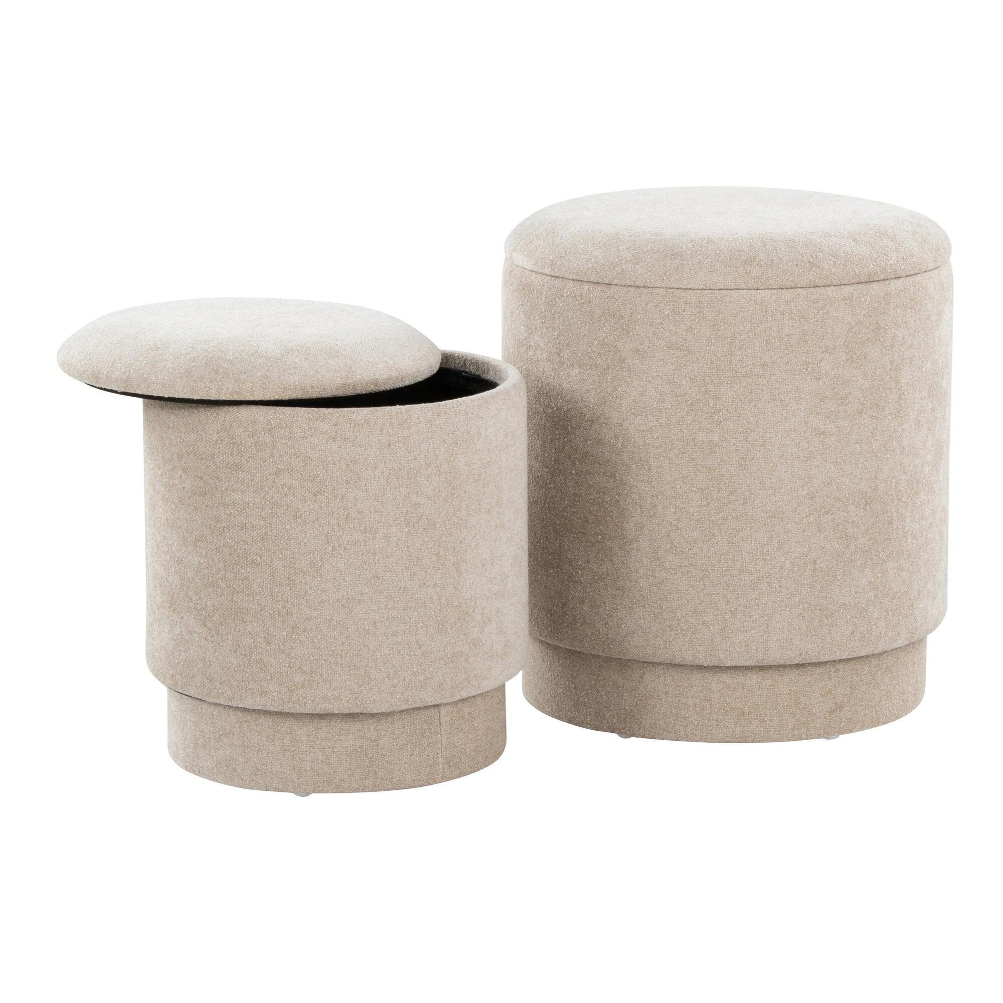 LumiSource Marla Ottoman Set, Beige, large