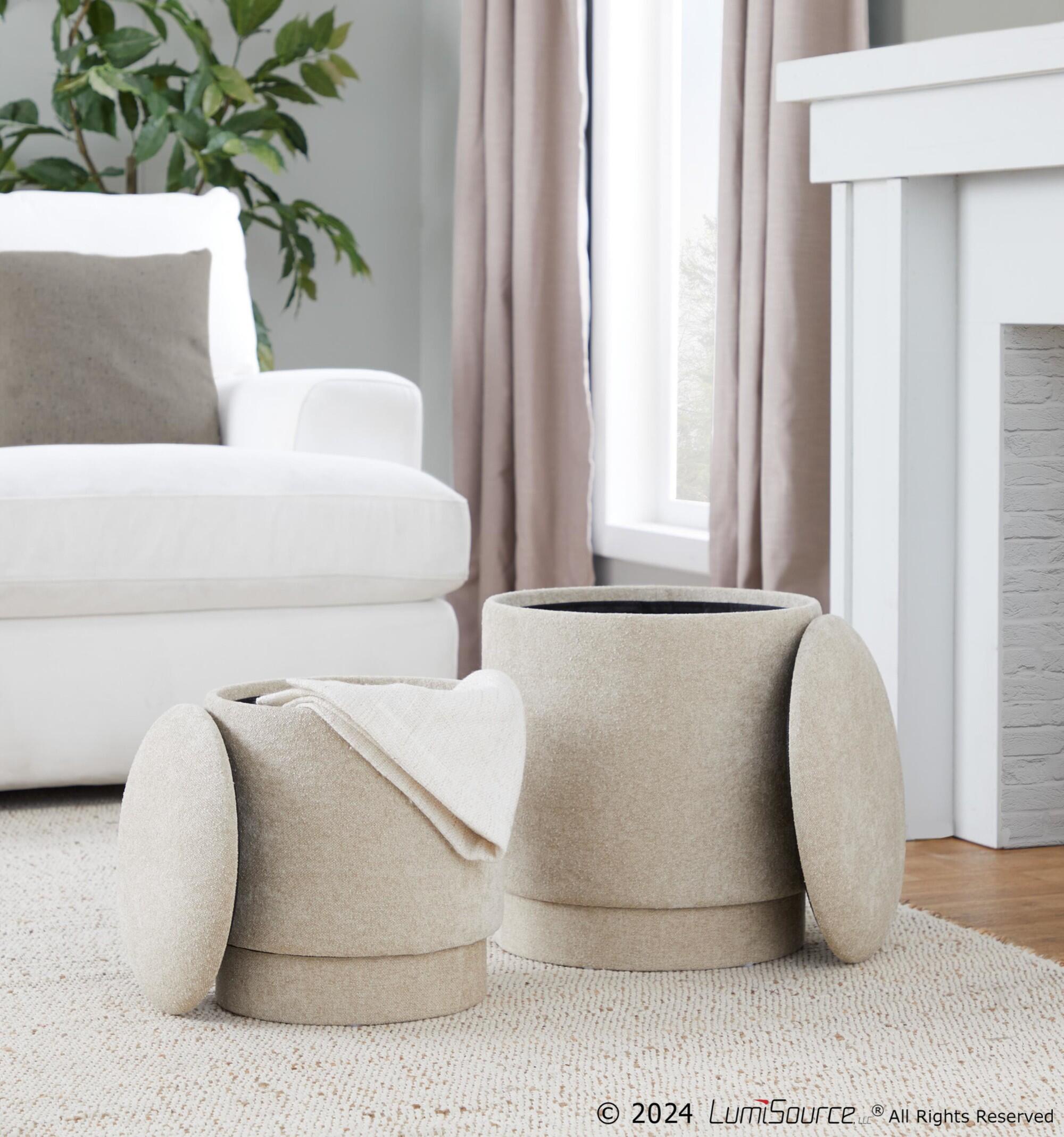LumiSource Marla Ottoman Set, Beige, large
