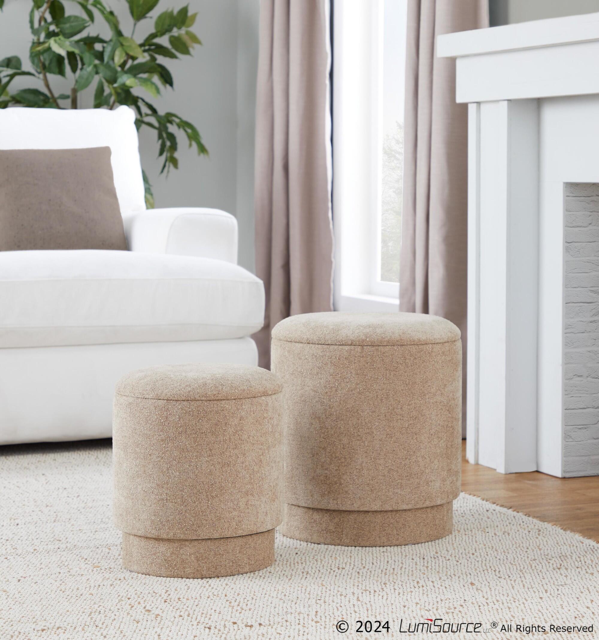 LumiSource Marla Ottoman Set, Brown, rollover