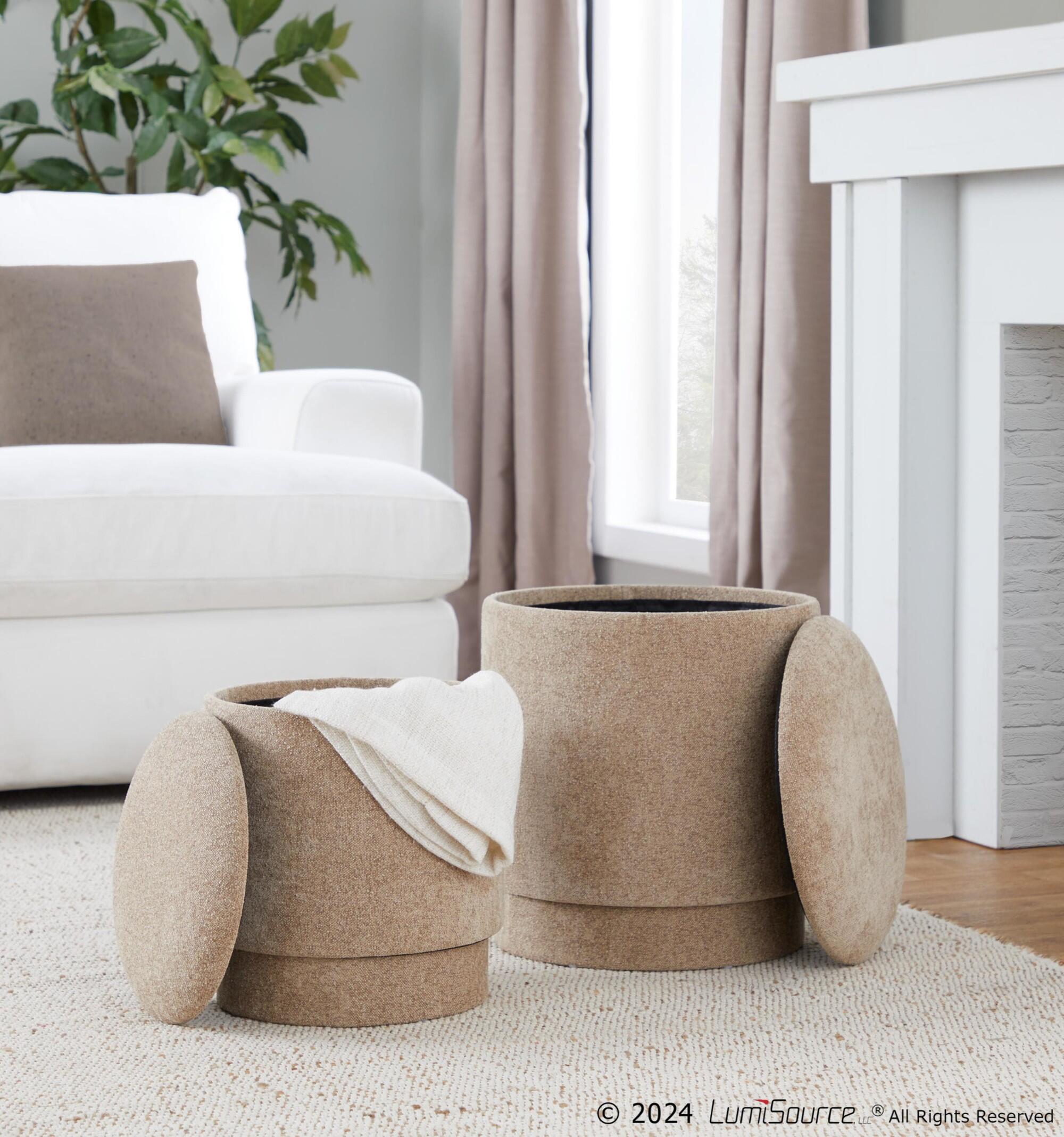 LumiSource Marla Ottoman Set, Brown, large