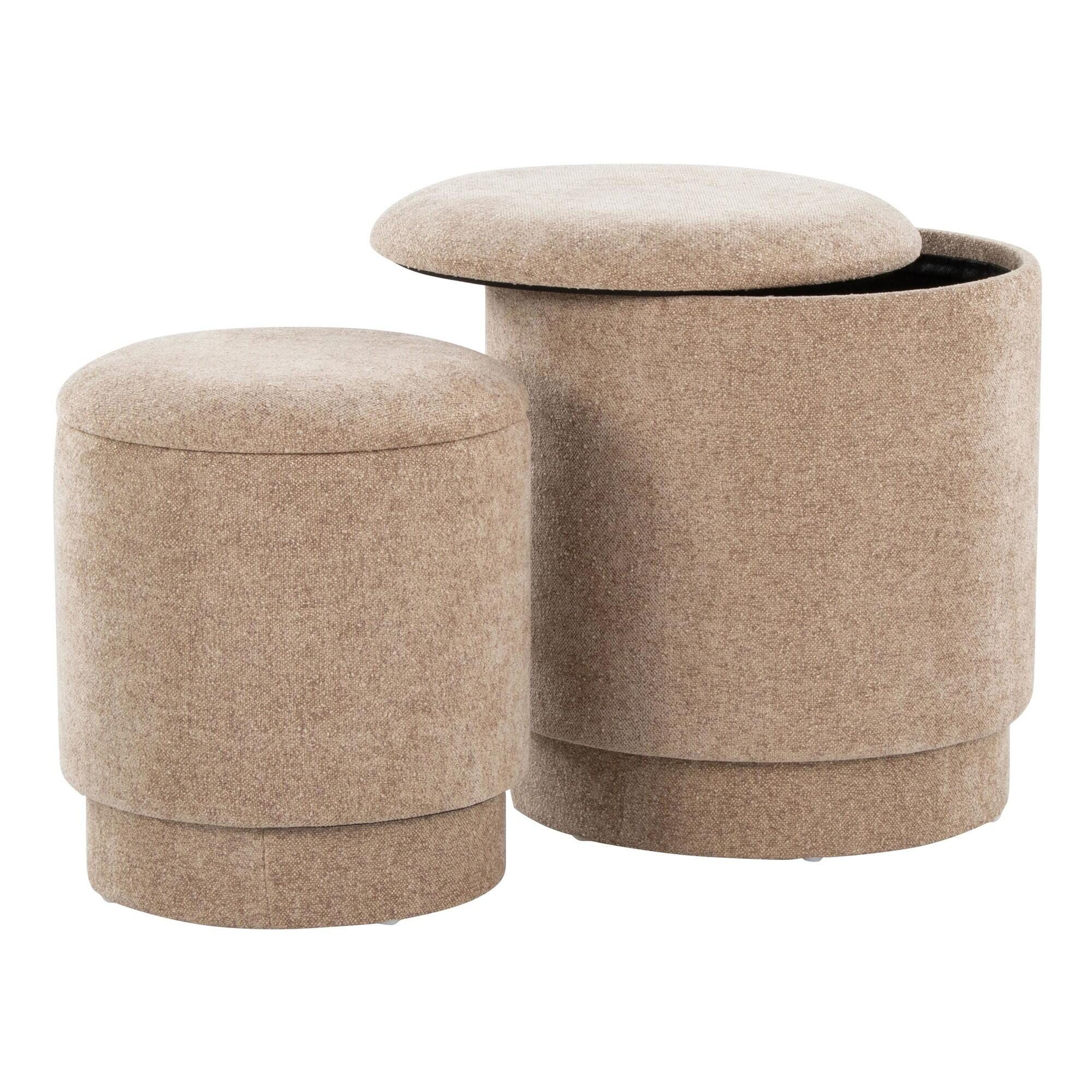 LumiSource Marla Ottoman Set, Brown, large