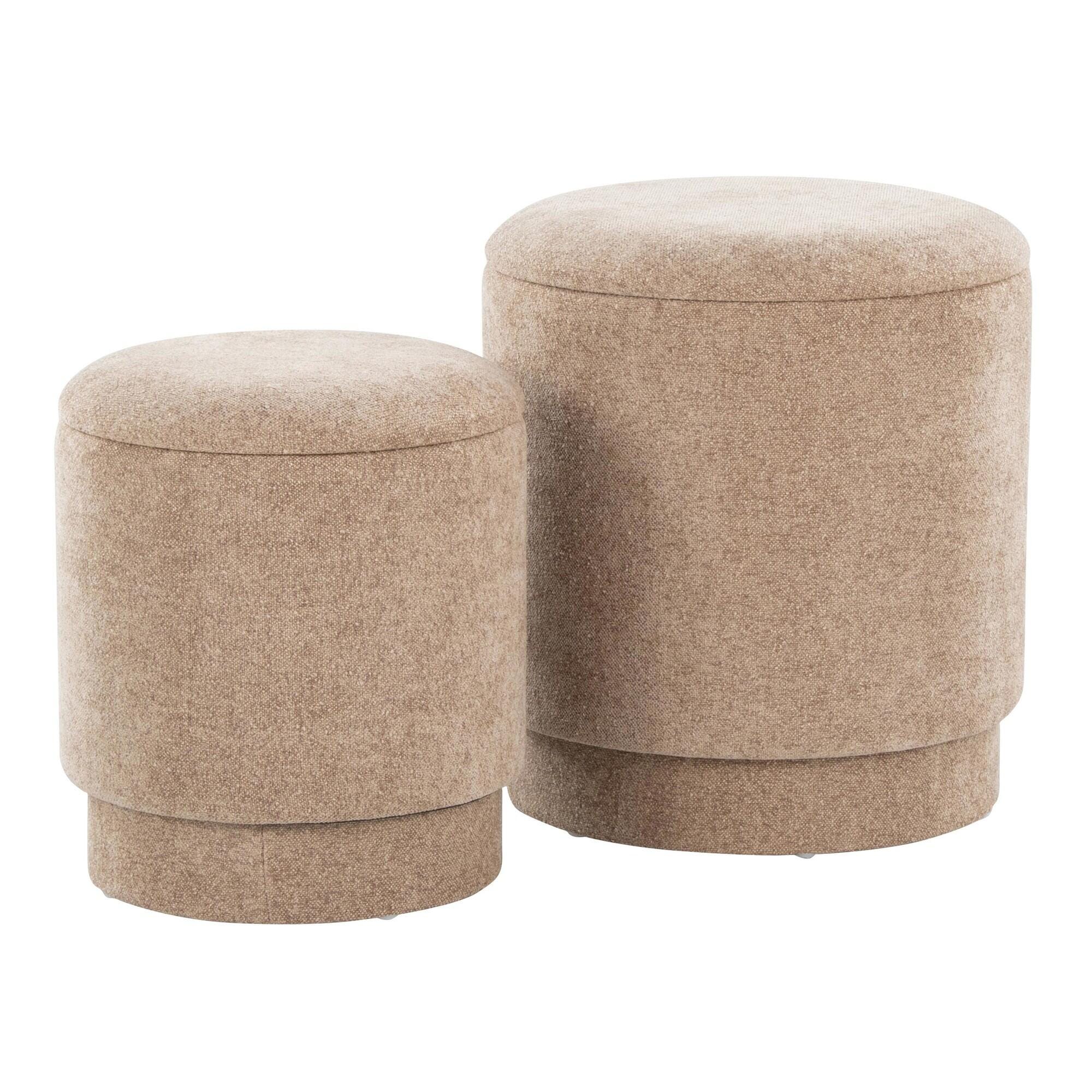 LumiSource Marla Ottoman Set, Brown, large