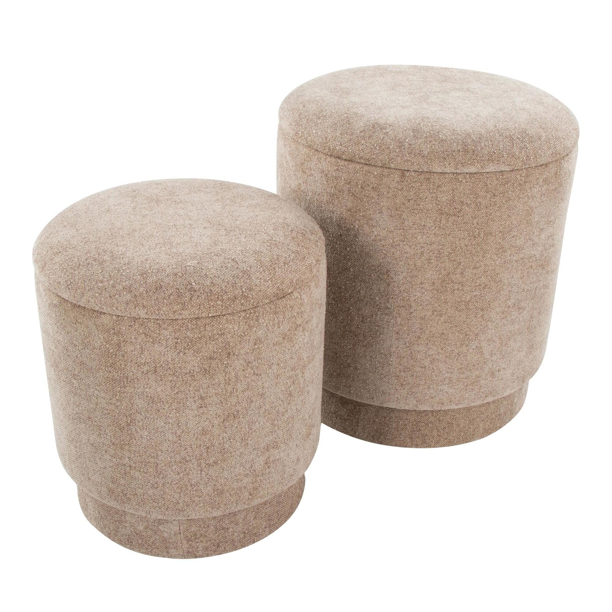 LumiSource Marla Ottoman Set, Brown, large