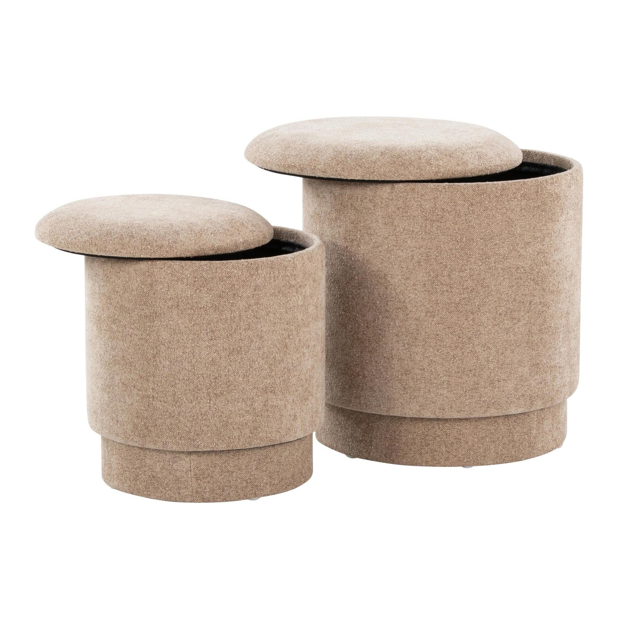 LumiSource Marla Ottoman Set, Brown, large