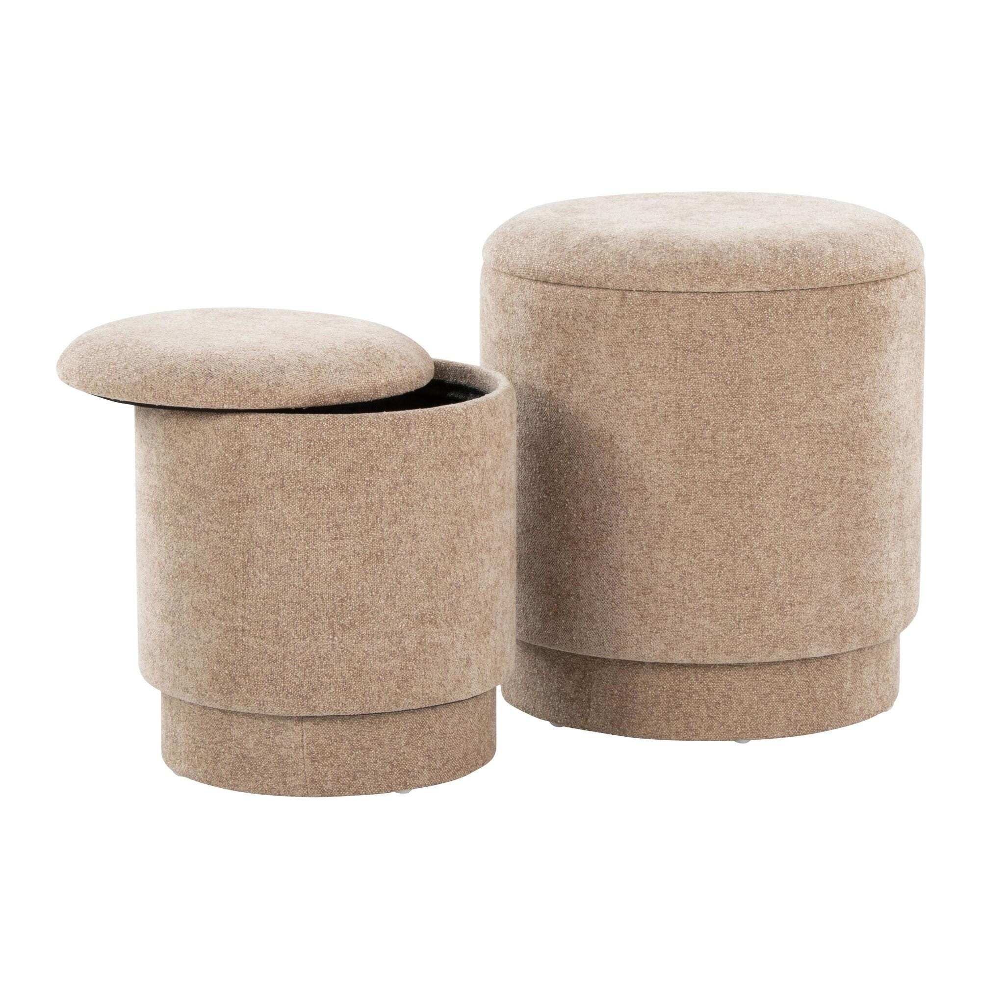 LumiSource Marla Ottoman Set, Brown, large
