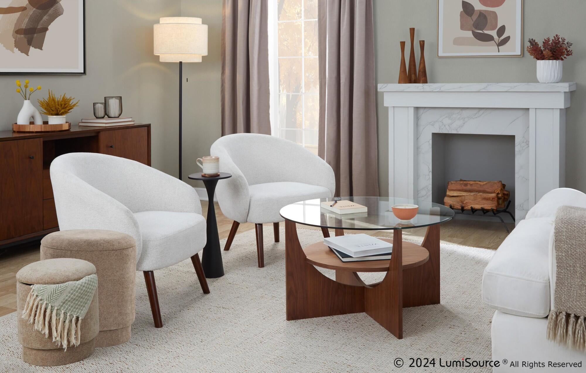 LumiSource Marla Ottoman Set, Brown, large