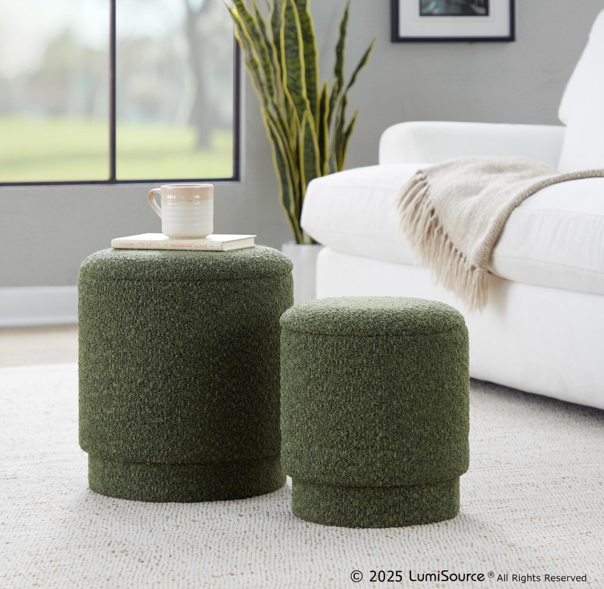 LumiSource Marla Ottoman Set, Dark Green, rollover