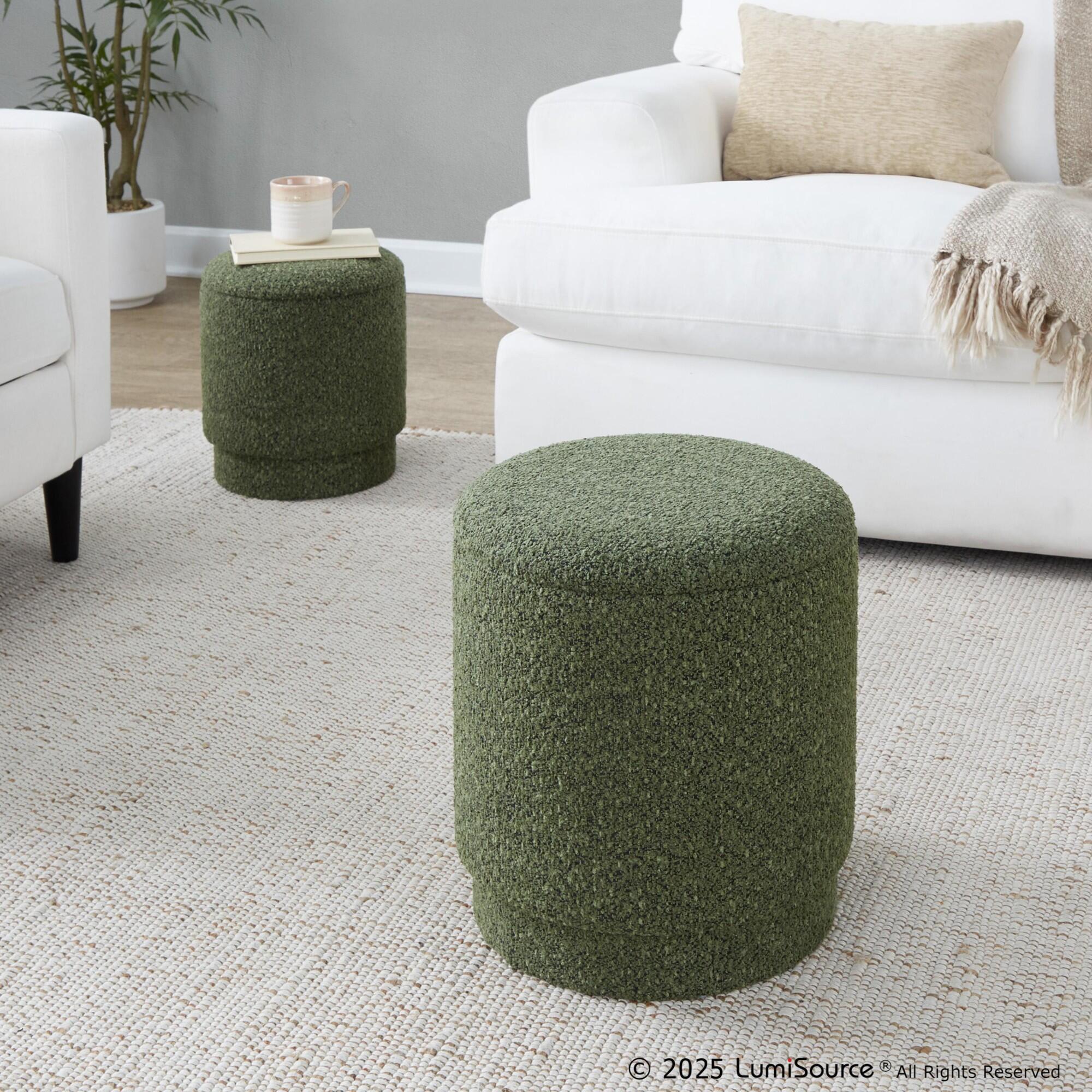 LumiSource Marla Ottoman Set, Dark Green, large