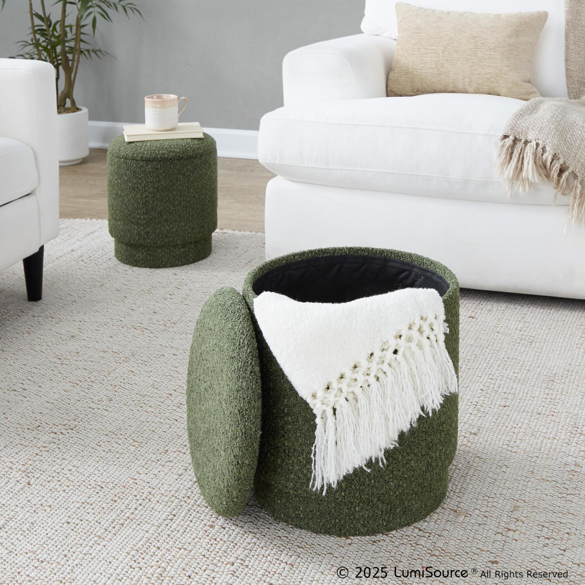 LumiSource Marla Ottoman Set, Dark Green, large