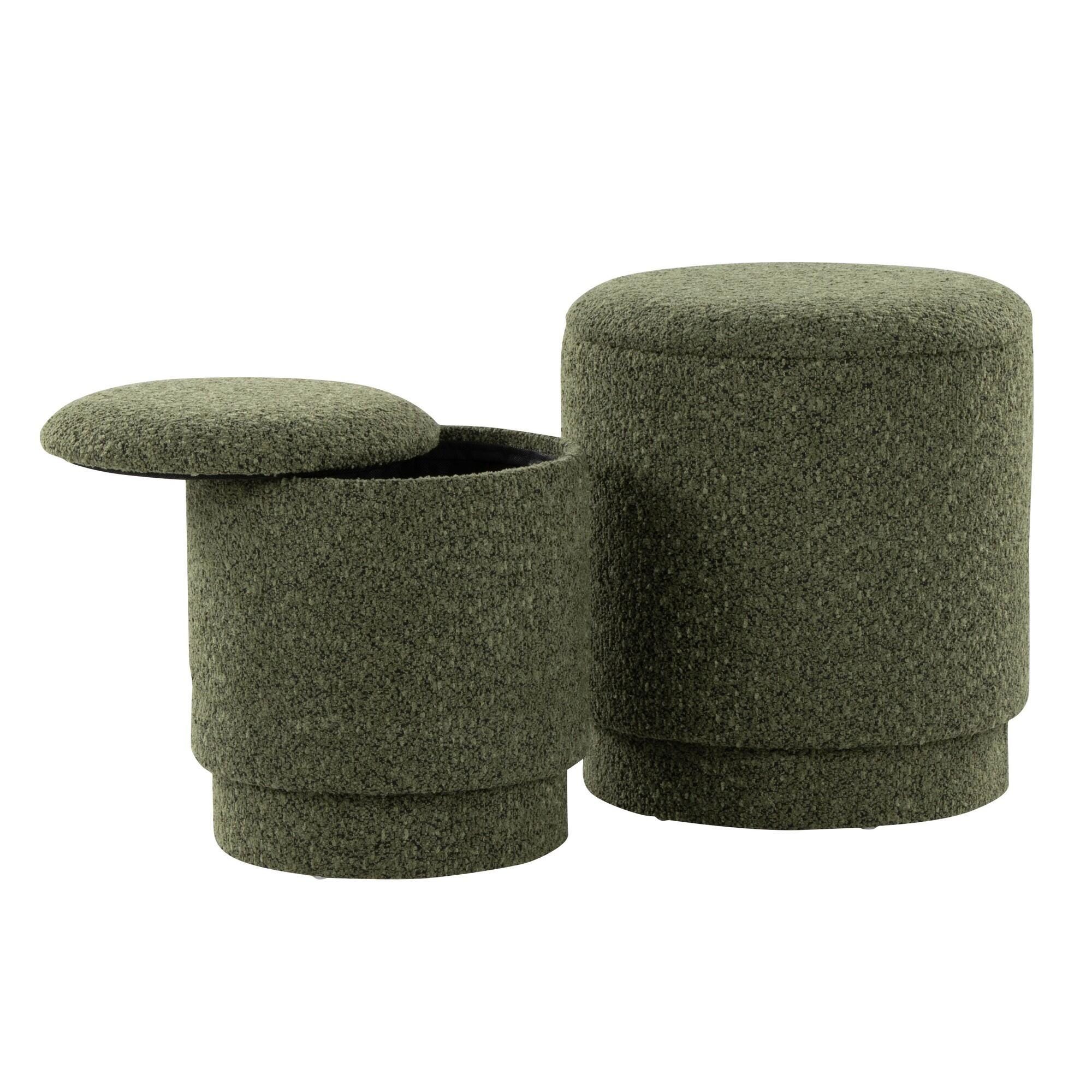LumiSource Marla Ottoman Set, Dark Green, large