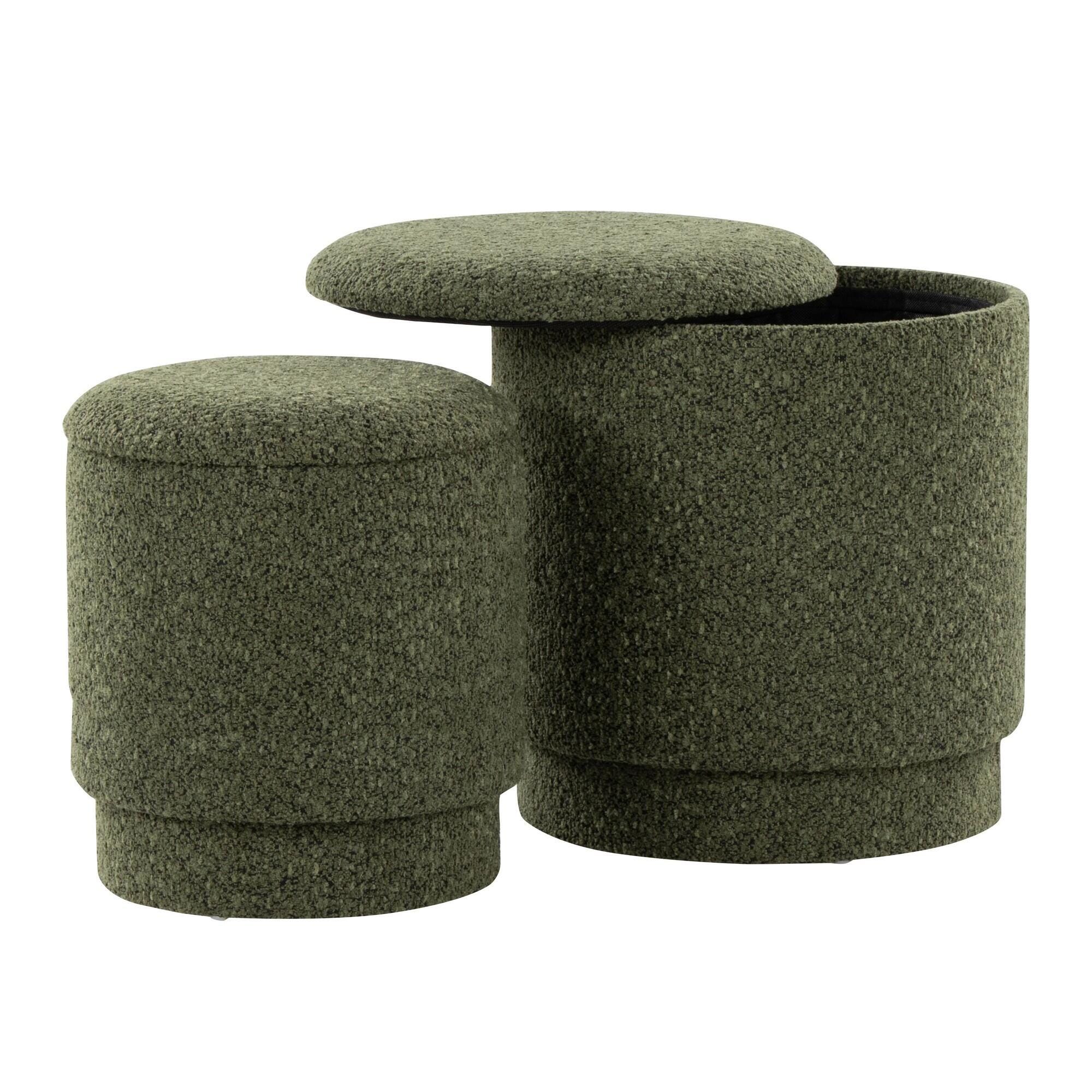 LumiSource Marla Ottoman Set, Dark Green, large