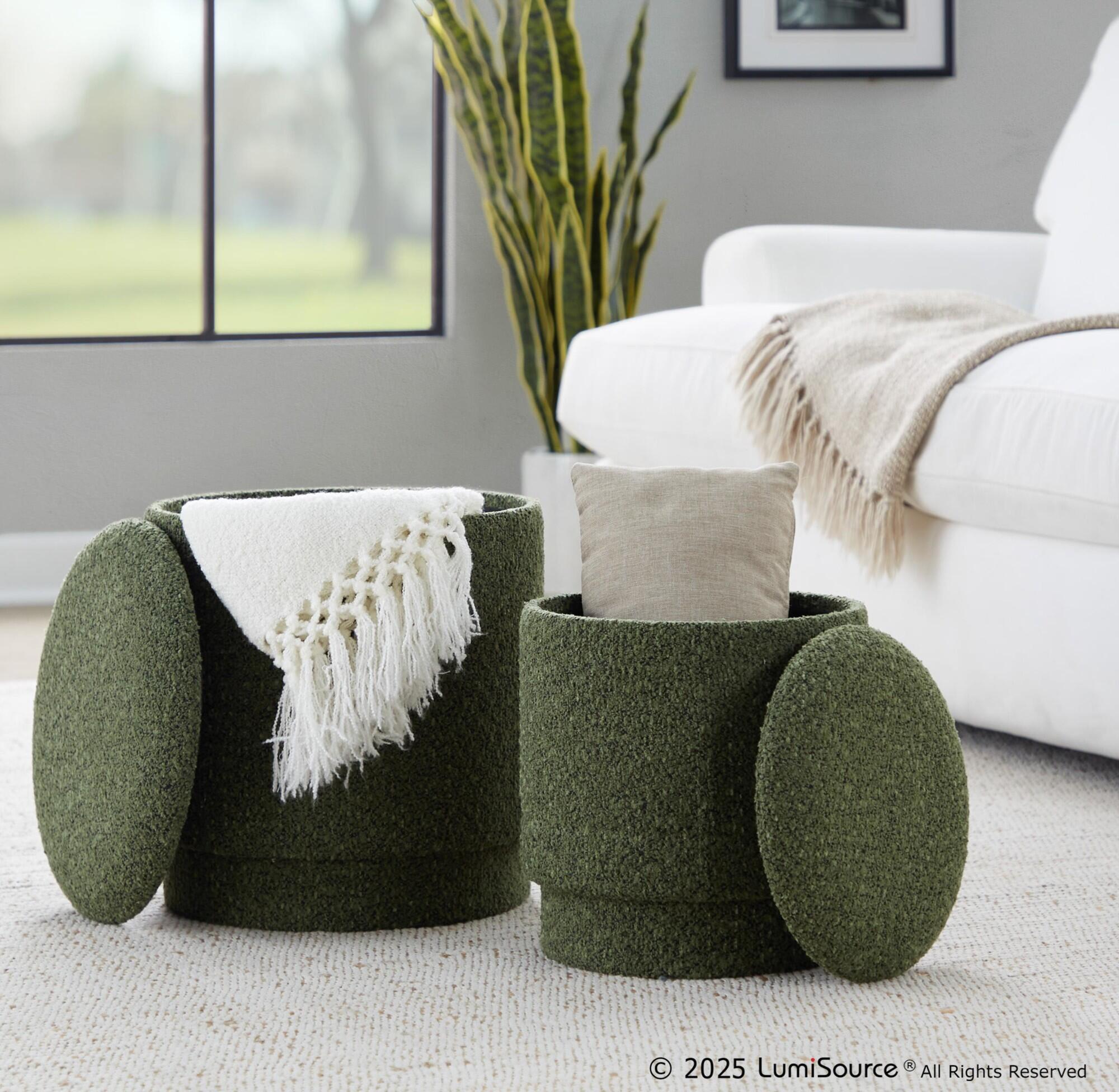 LumiSource Marla Ottoman Set, Dark Green, large