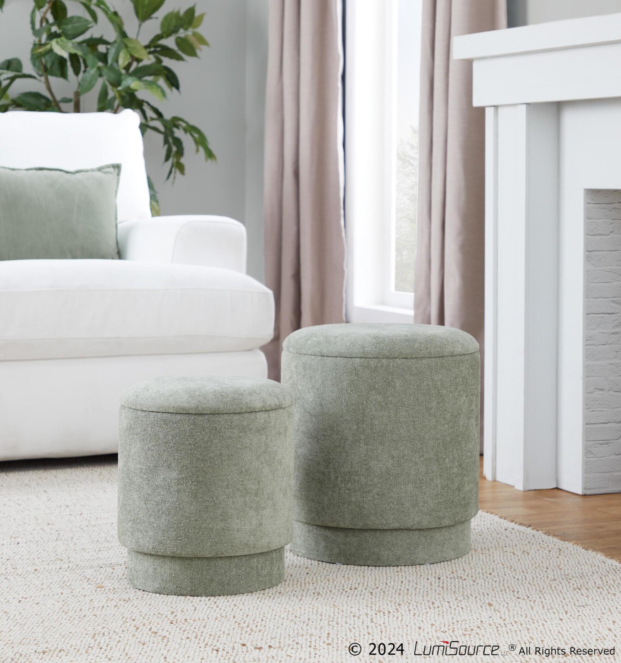 LumiSource Marla Ottoman Set, Green, rollover
