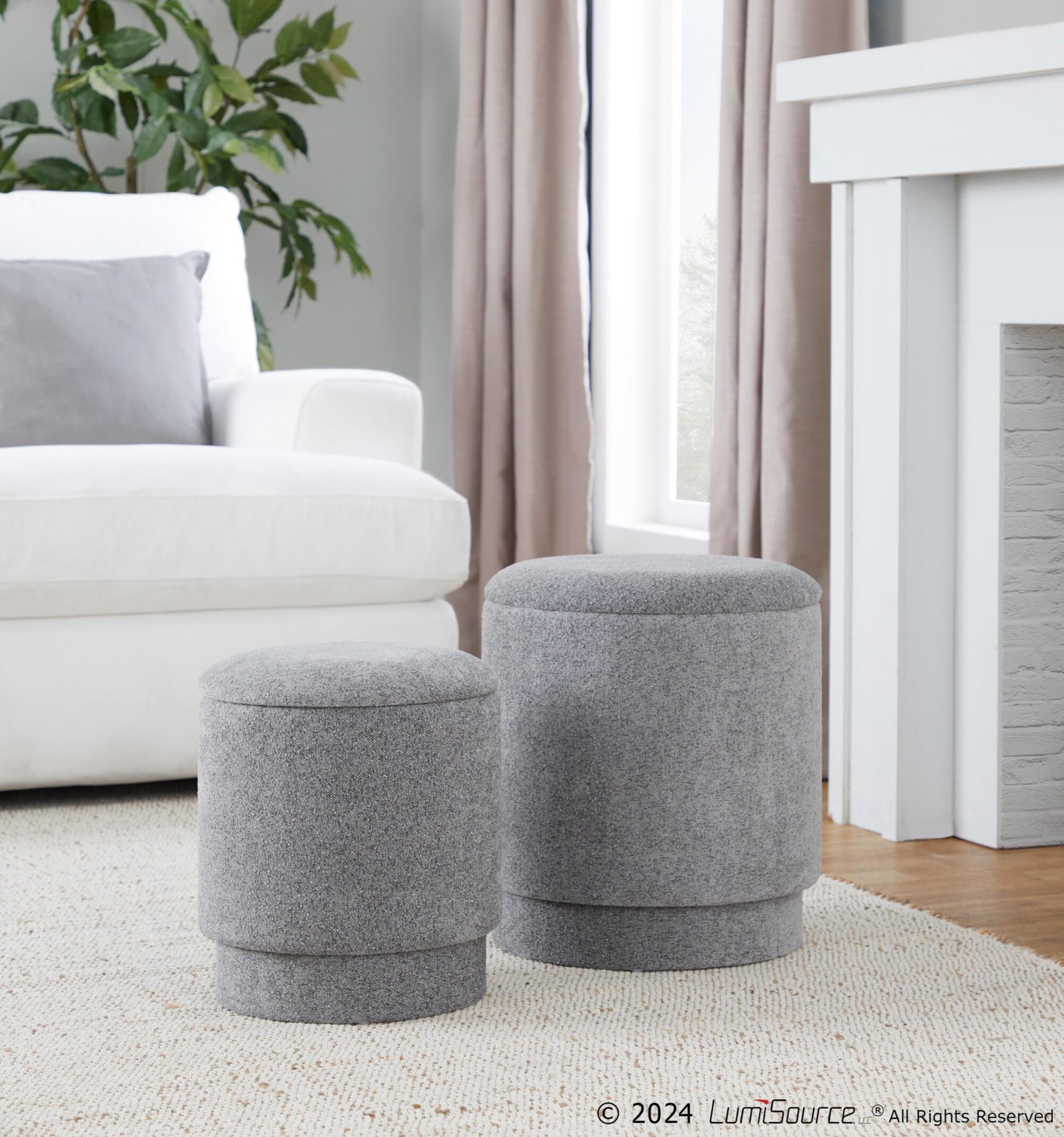 LumiSource Marla Ottoman Set, Gray, rollover
