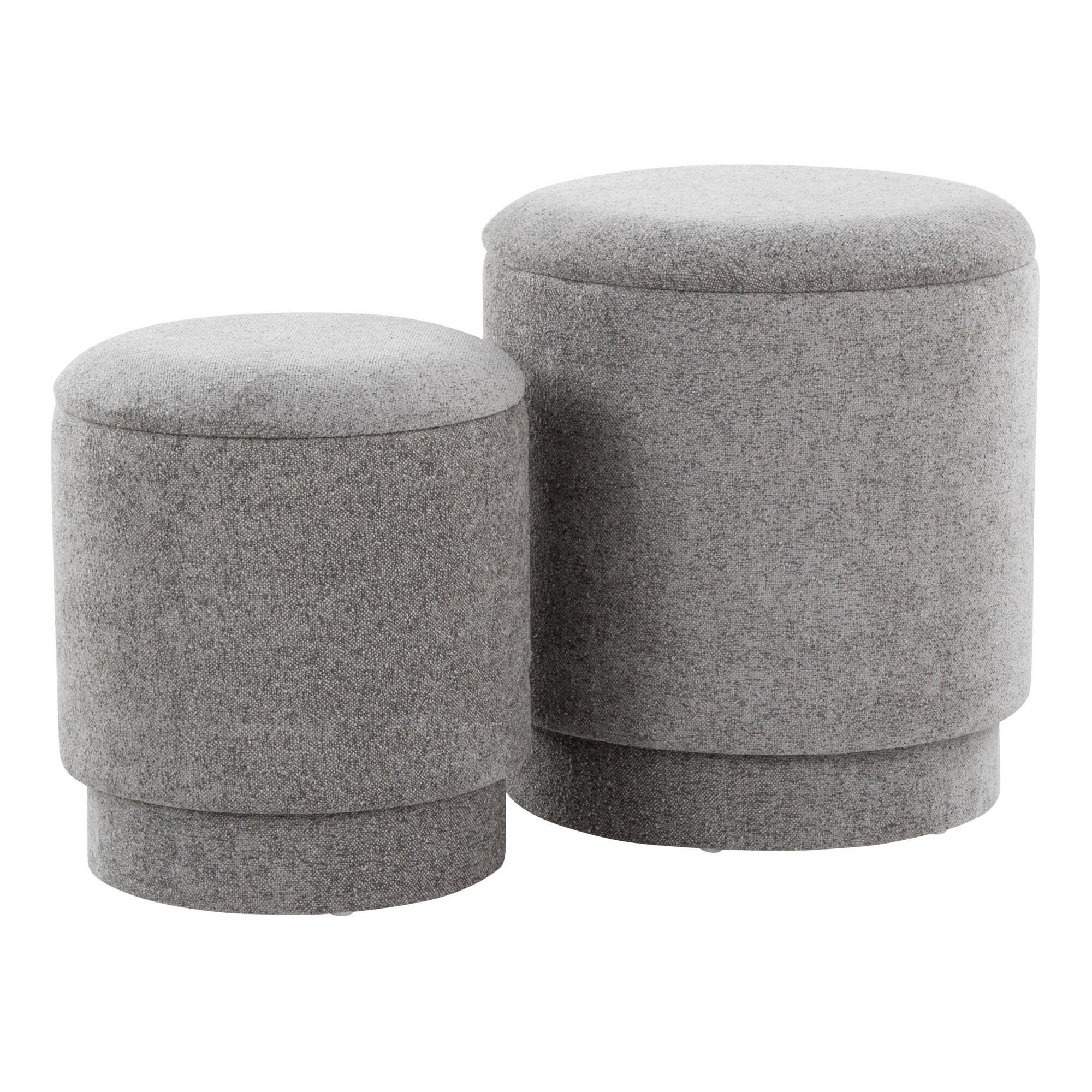 LumiSource Marla Ottoman Set, Gray, large