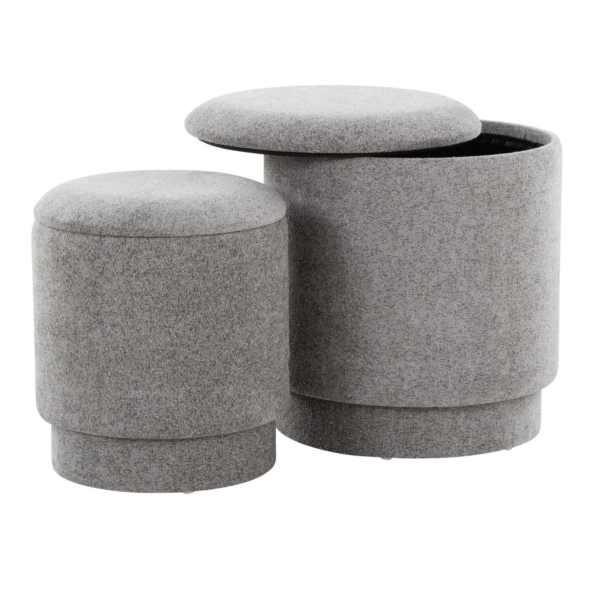 LumiSource Marla Ottoman Set, Gray, large