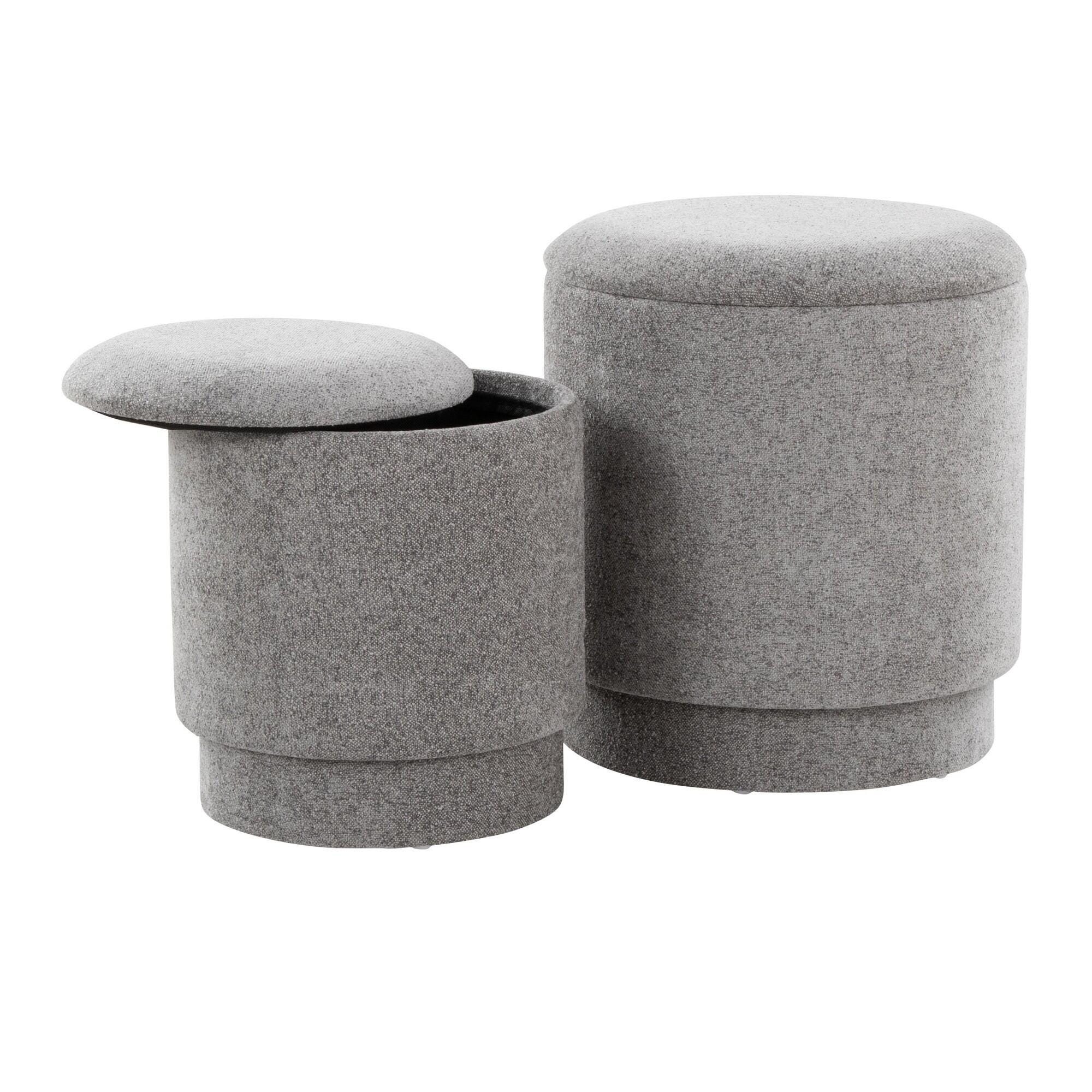 LumiSource Marla Ottoman Set, Gray, large