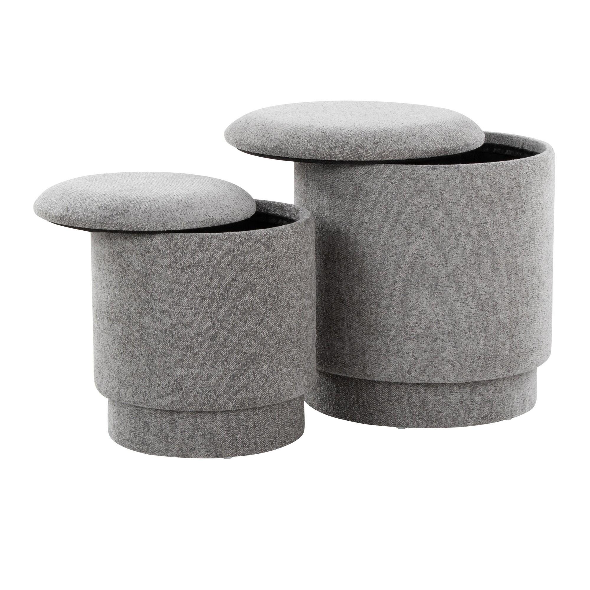 LumiSource Marla Ottoman Set, Gray, large
