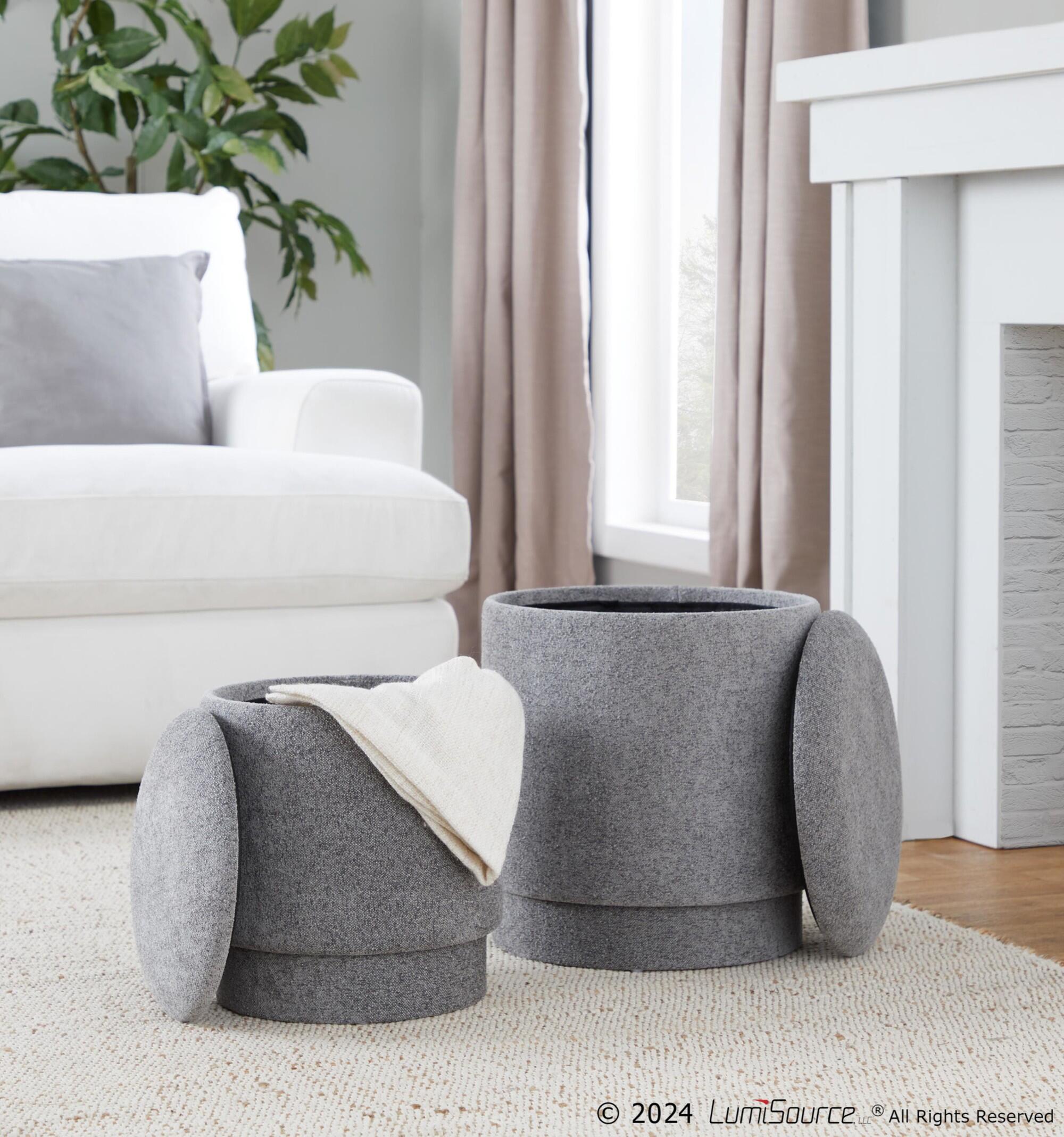LumiSource Marla Ottoman Set, Gray, large