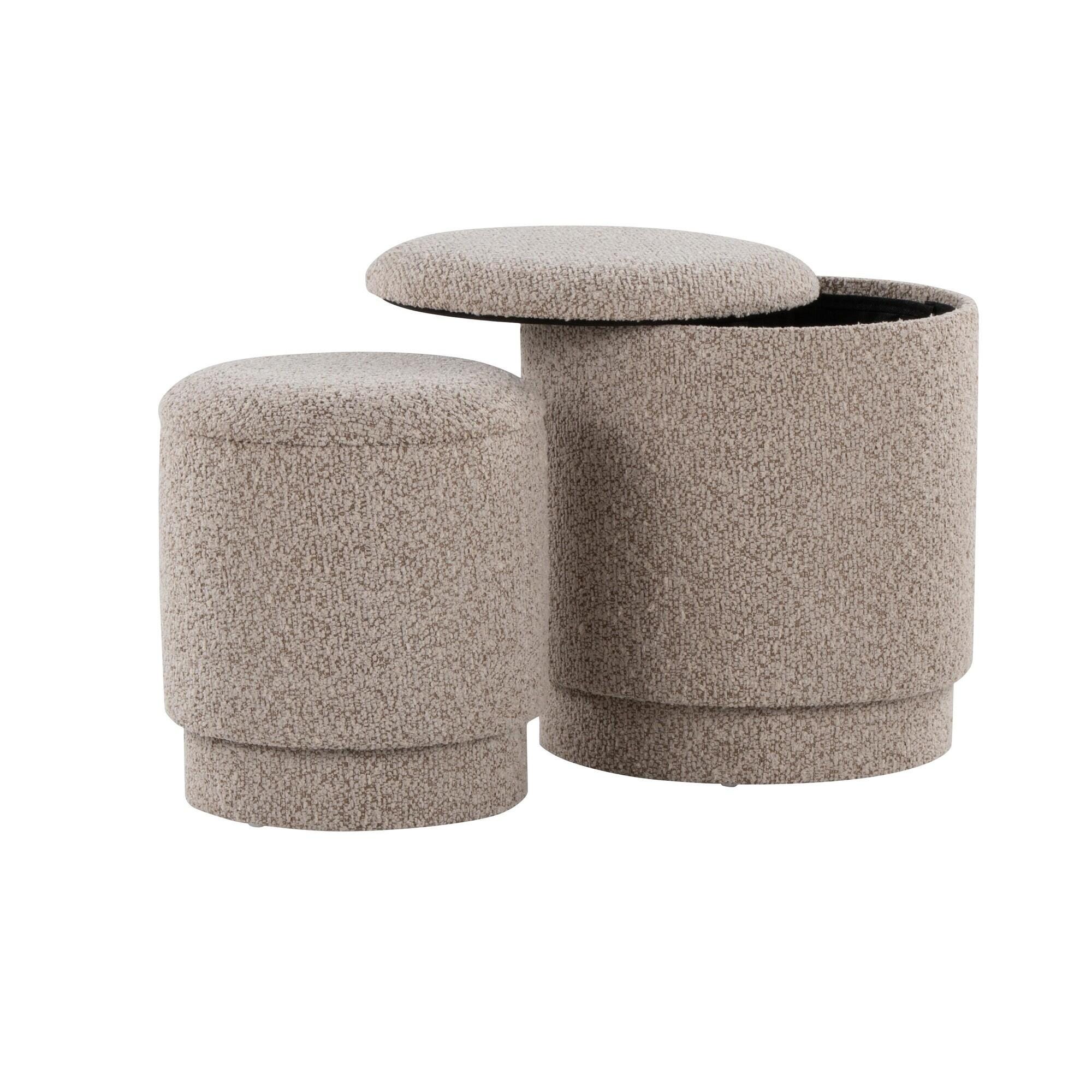 LumiSource Marla Ottoman Set, Light Brown, large