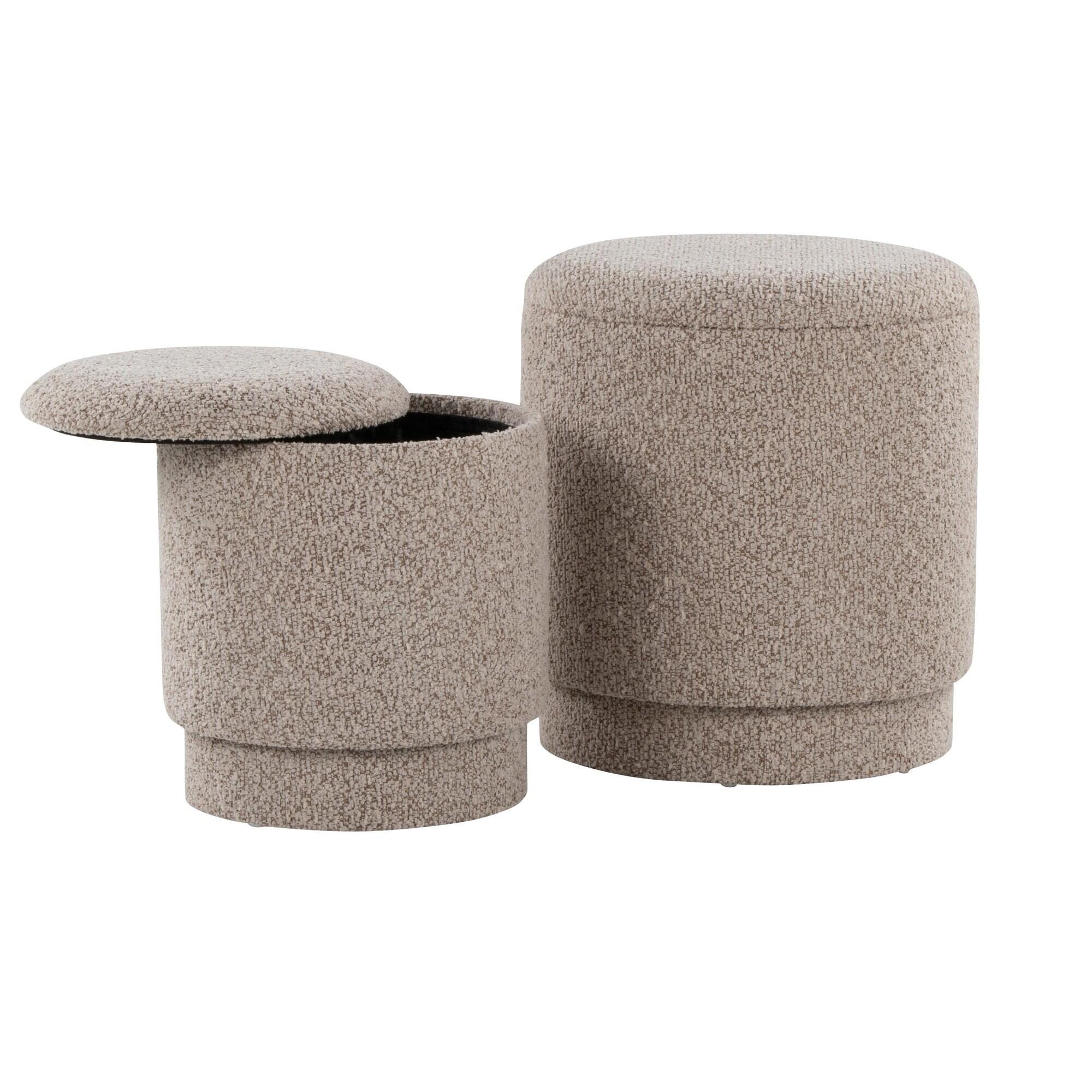 LumiSource Marla Ottoman Set, Light Brown, large