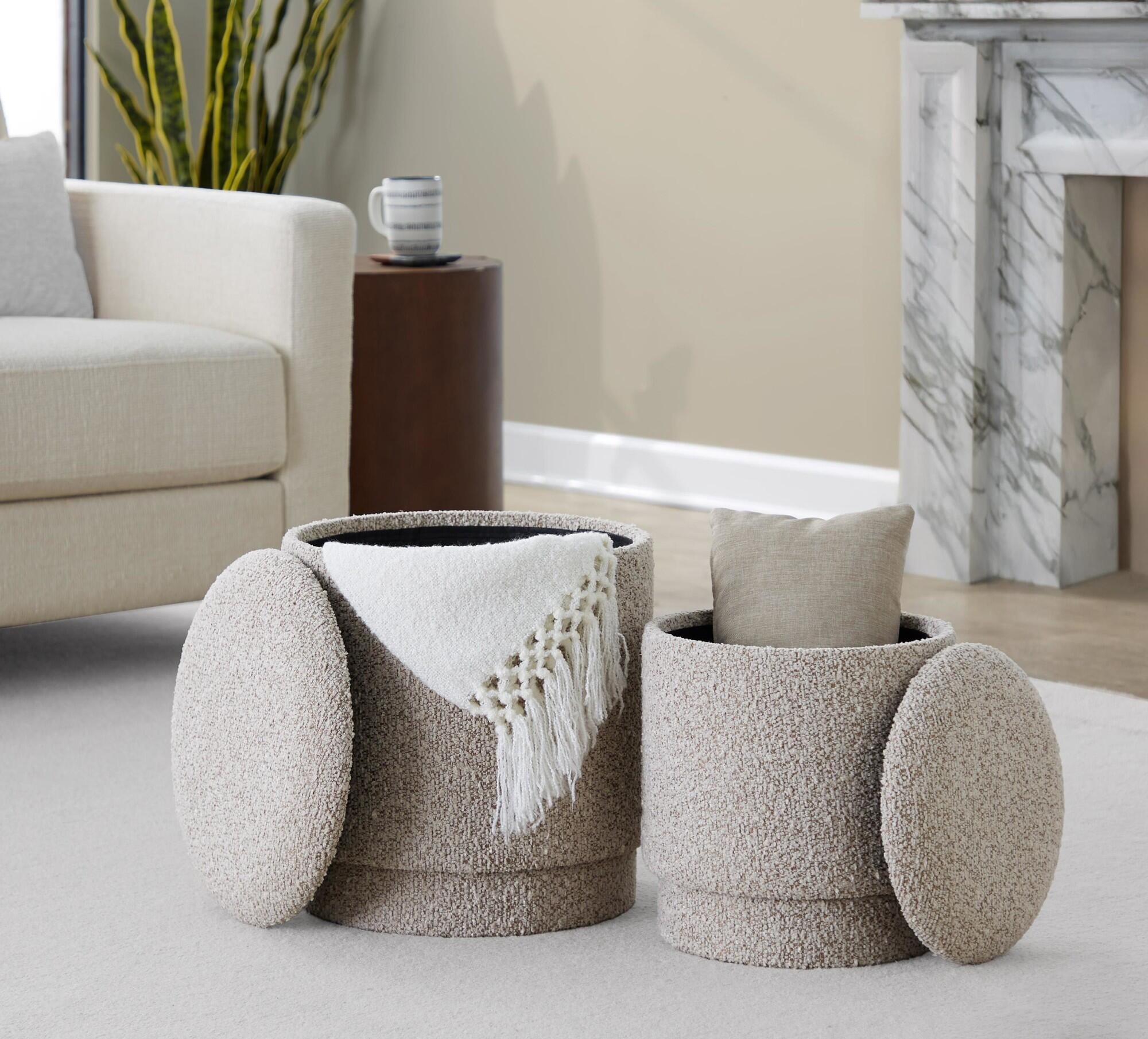LumiSource Marla Ottoman Set, Light Brown, large