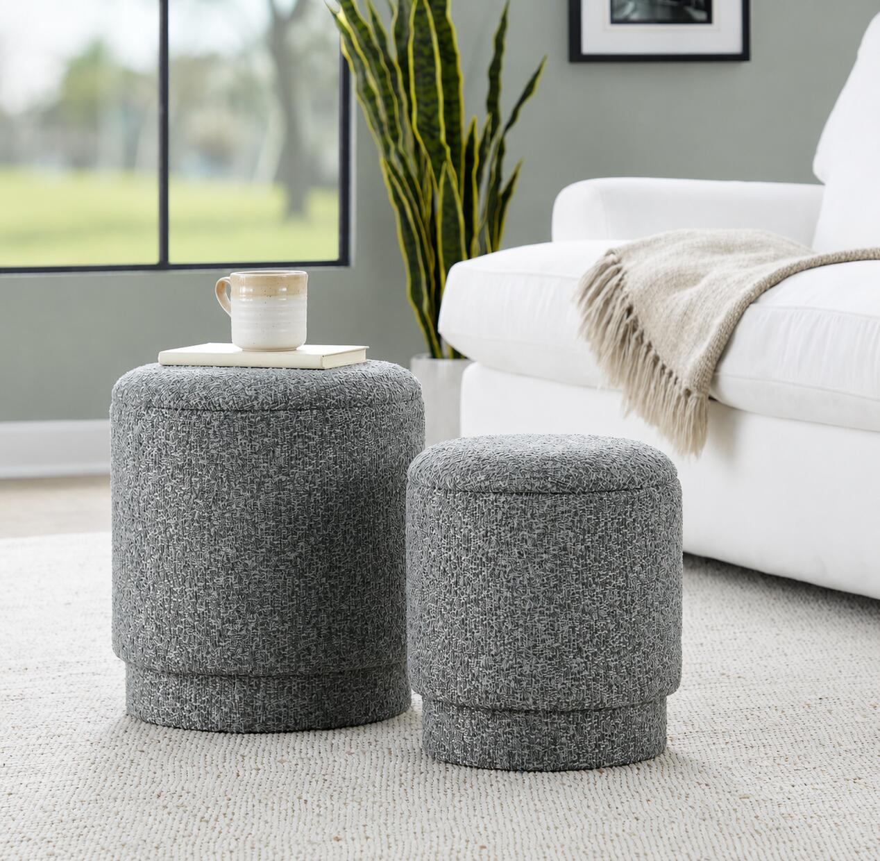 LumiSource Marla Ottoman Set, Light Gray, large