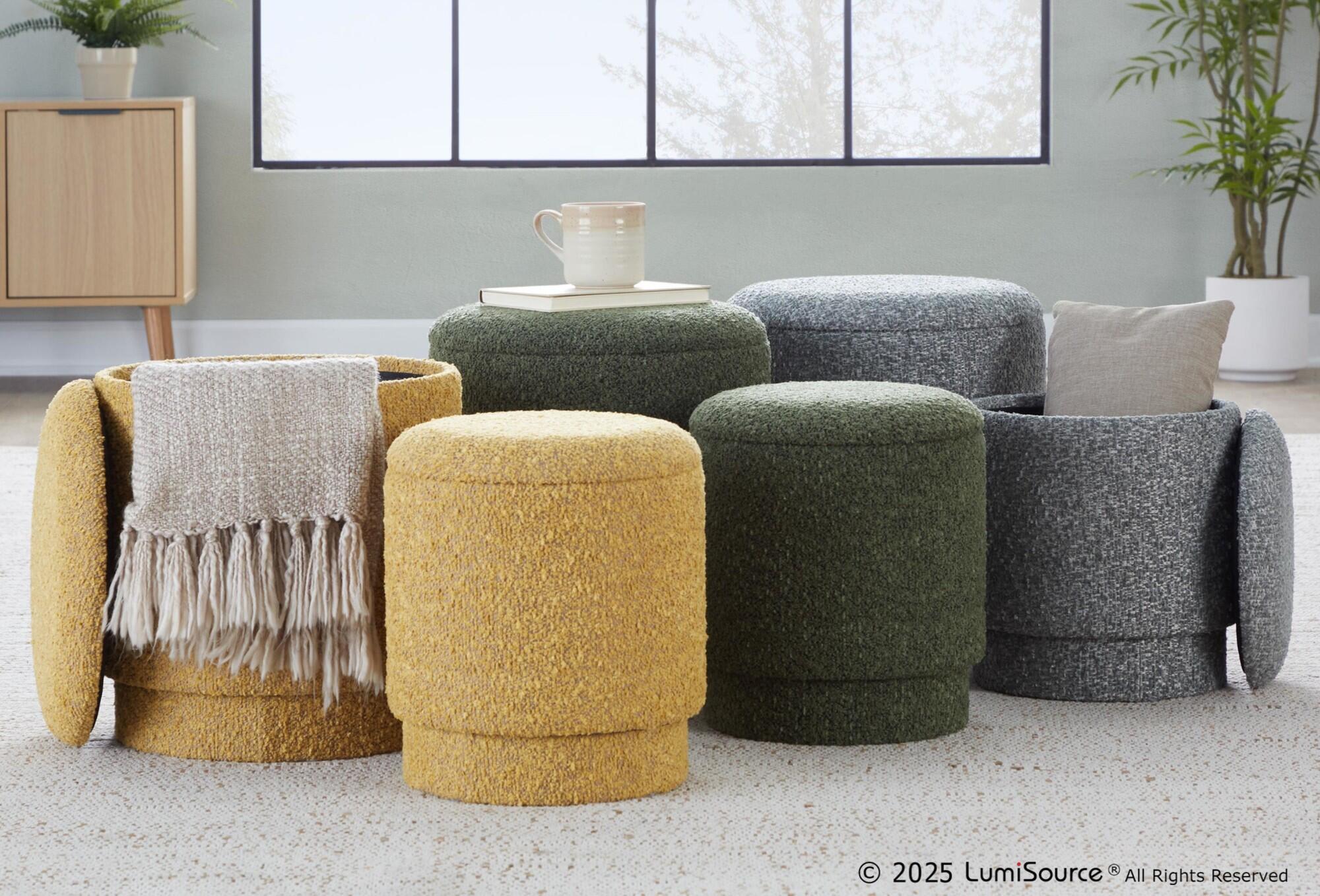 LumiSource Marla Ottoman Set, Light Gray, large