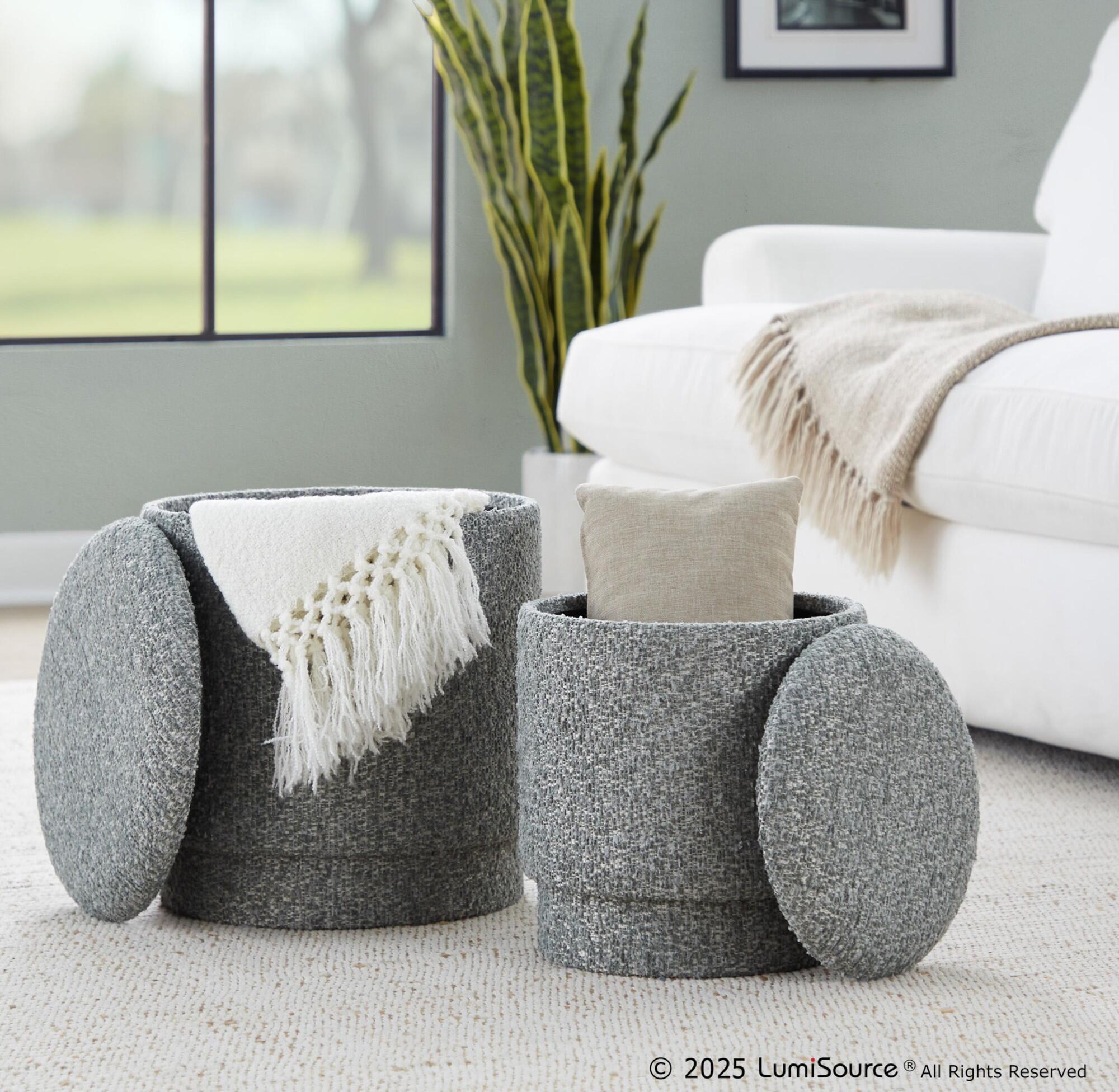 LumiSource Marla Ottoman Set, Light Gray, large
