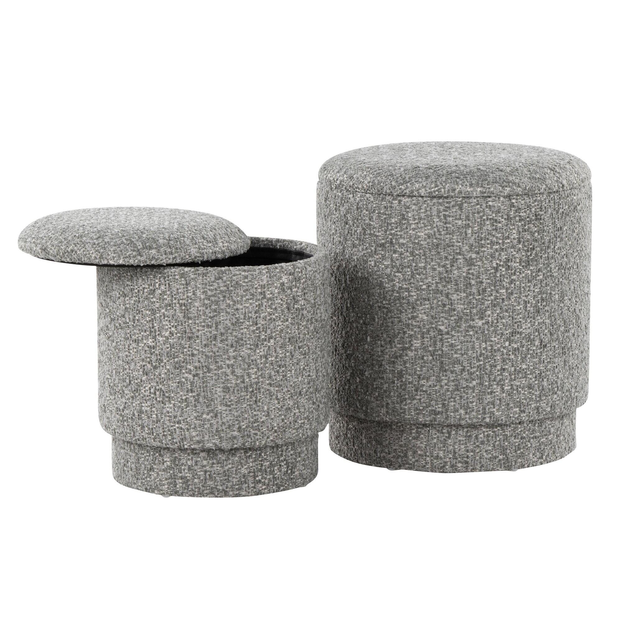 LumiSource Marla Ottoman Set, Light Gray, large
