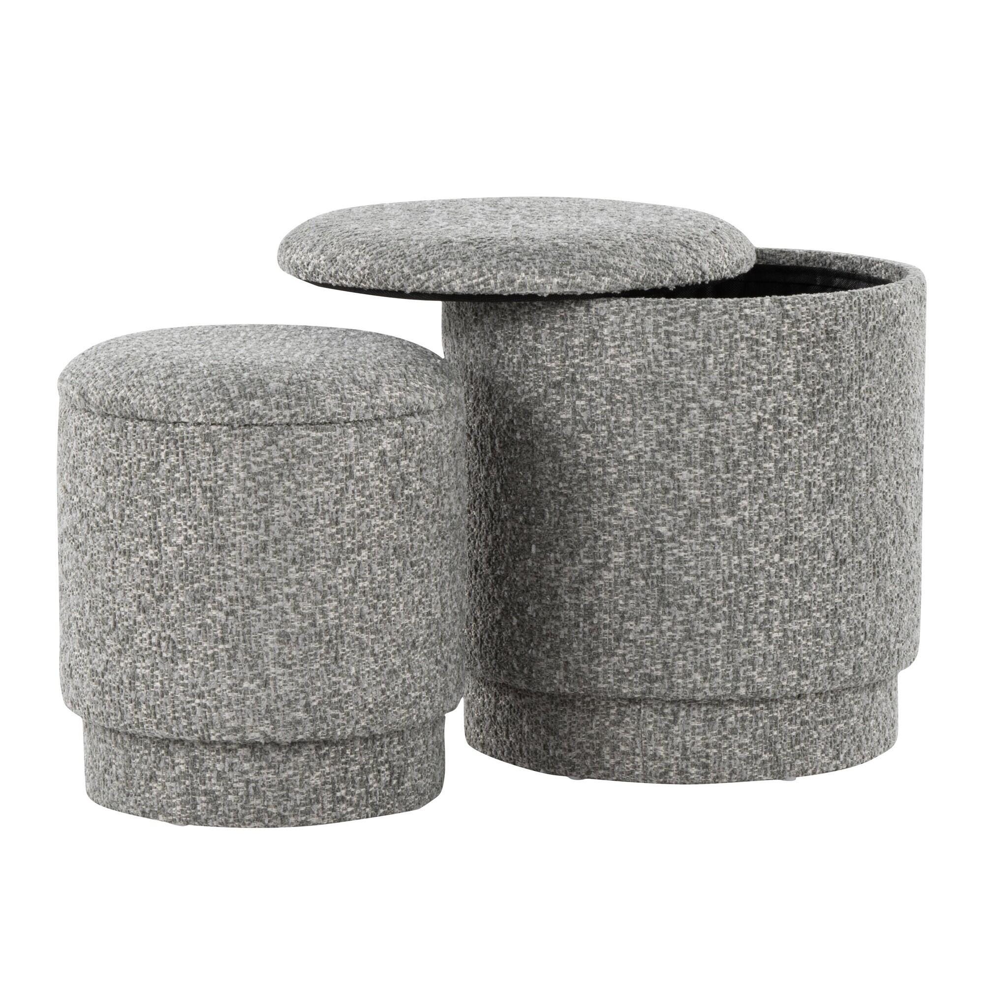 LumiSource Marla Ottoman Set, Light Gray, large