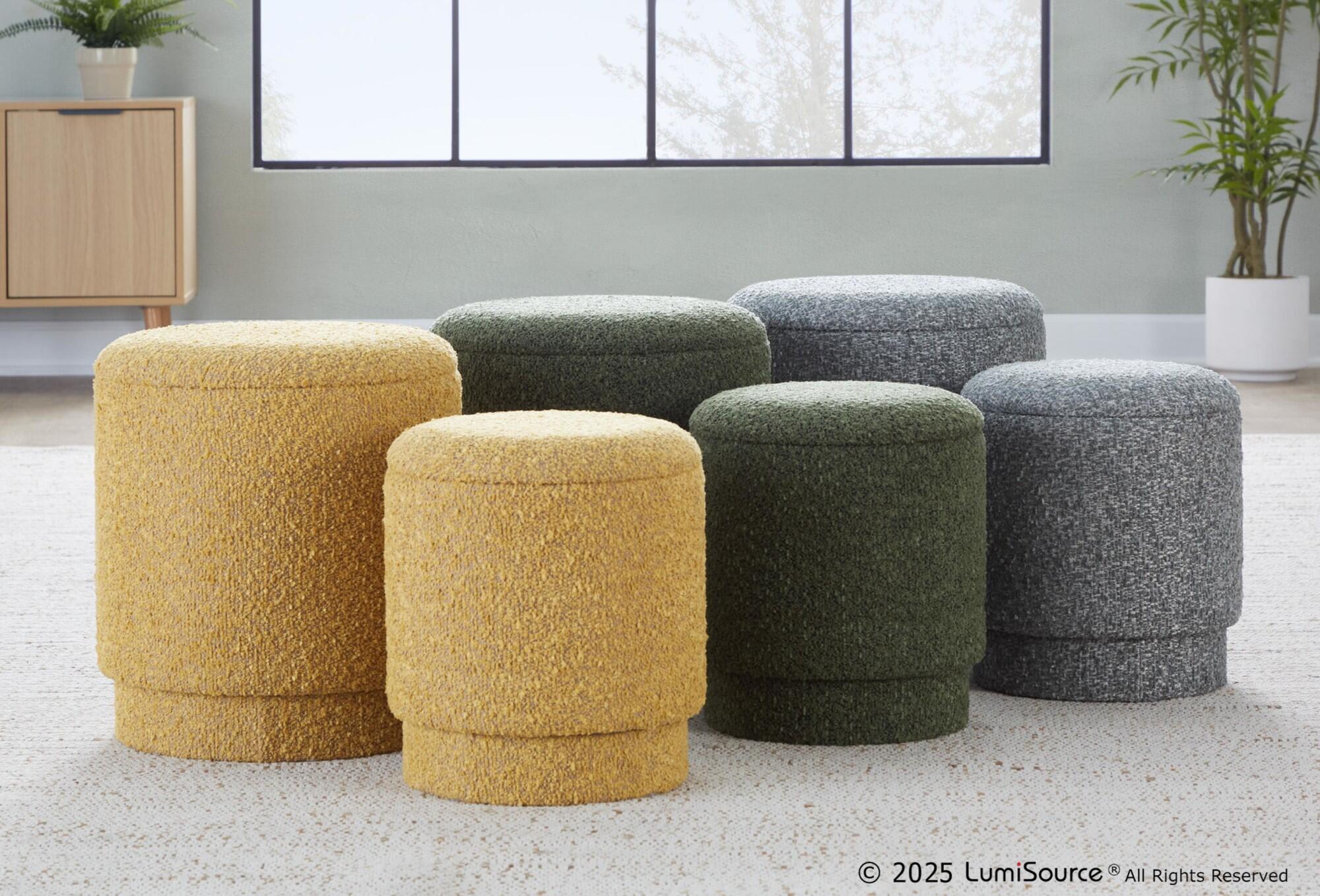 LumiSource Marla Ottoman Set, Light Gray, large