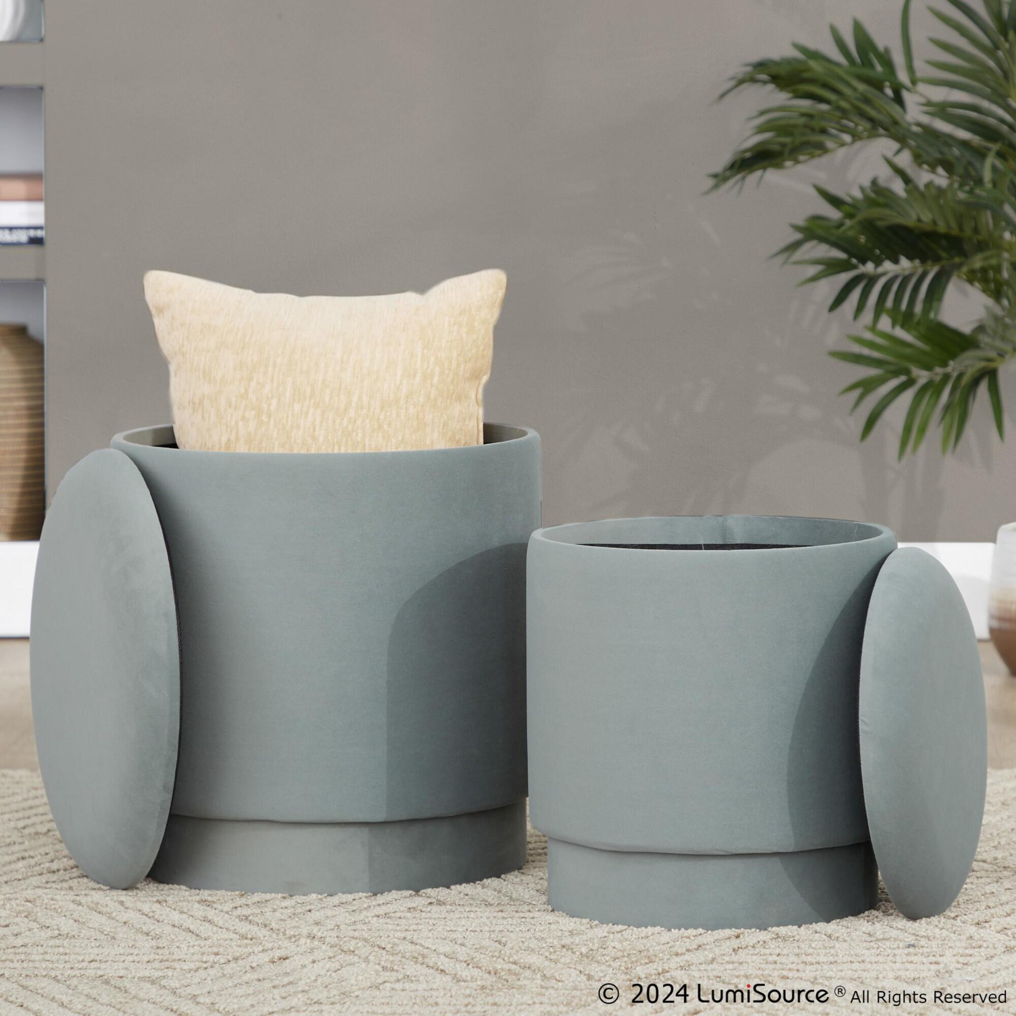 LumiSource Marla Solid Ottoman Set, , large