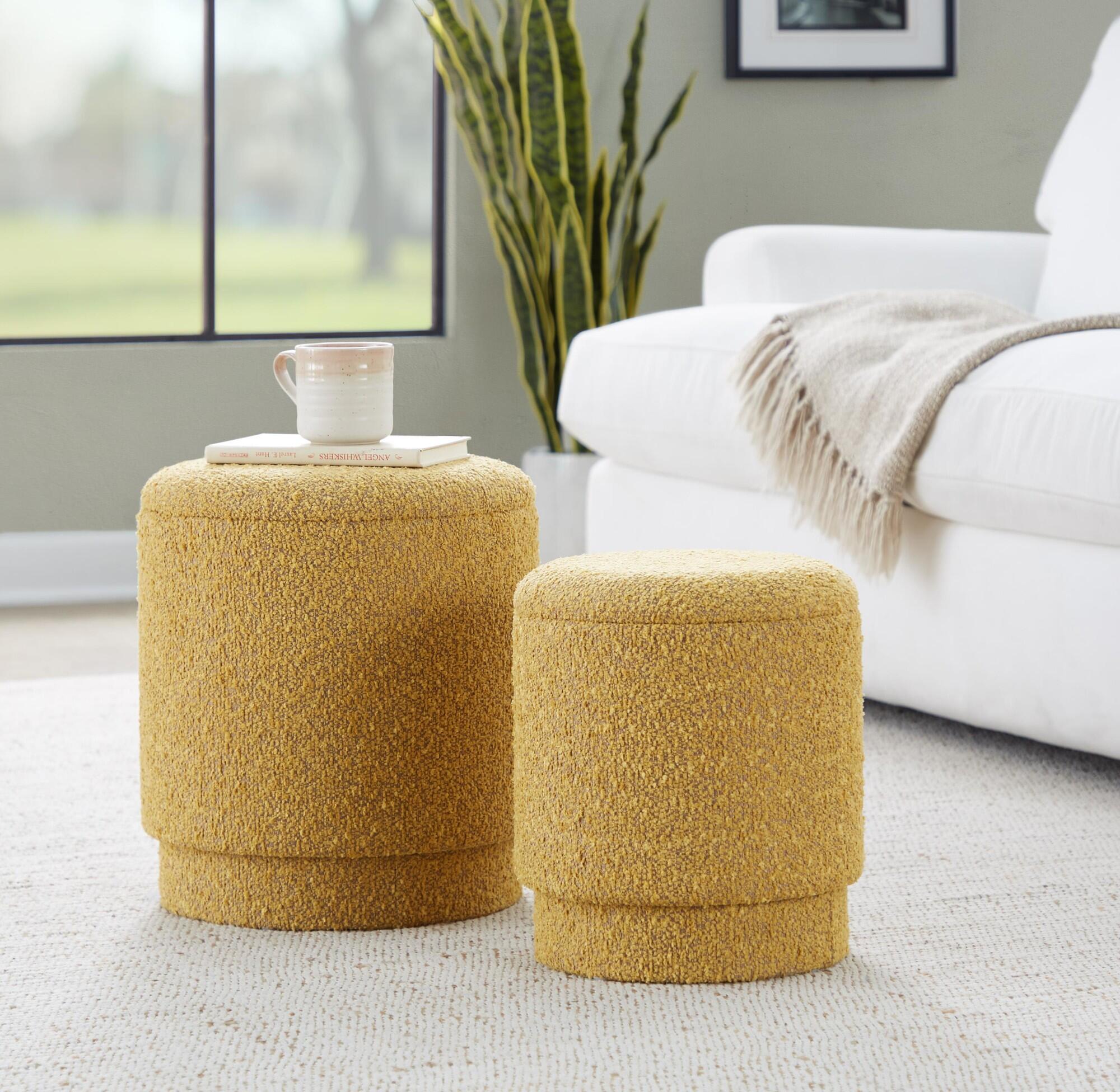 LumiSource Marla Ottoman Set, Yellow, rollover