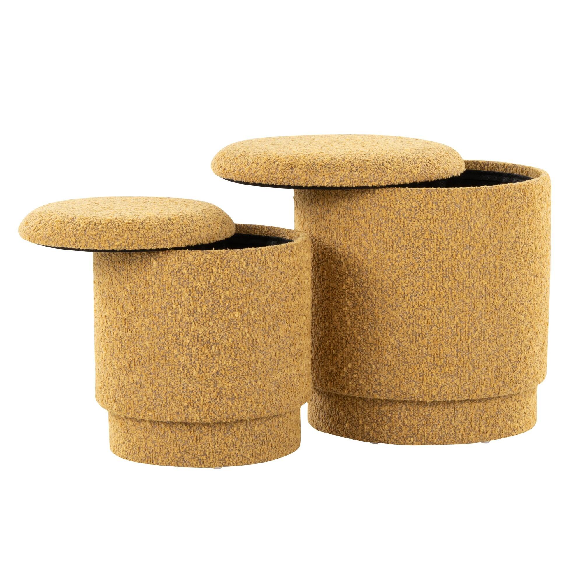 LumiSource Marla Ottoman Set, Yellow, large