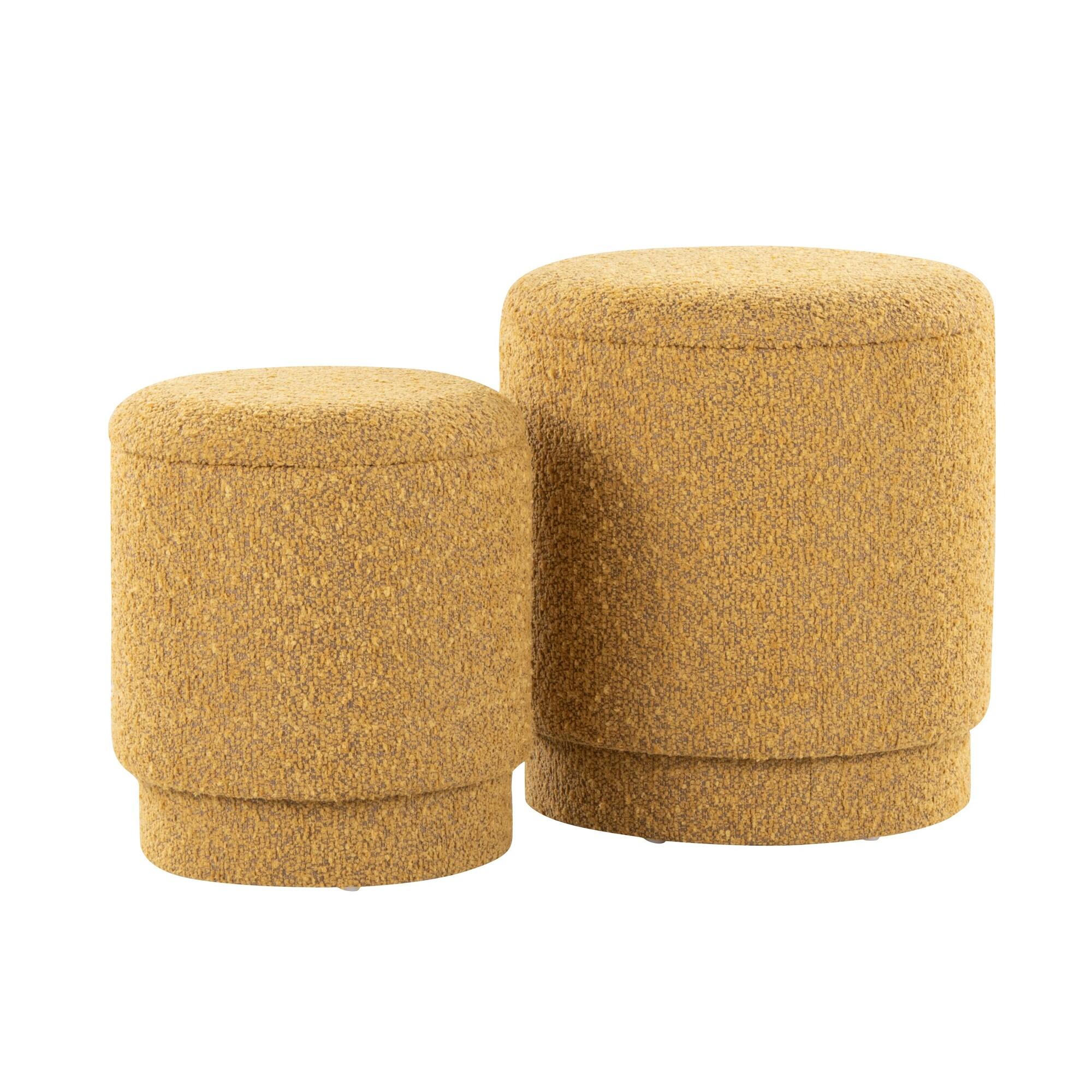 LumiSource Marla Ottoman Set, Yellow, large