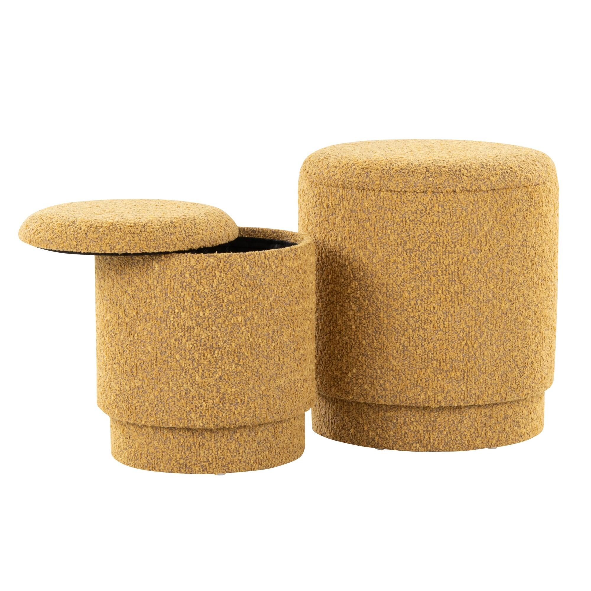 LumiSource Marla Ottoman Set, Yellow, large