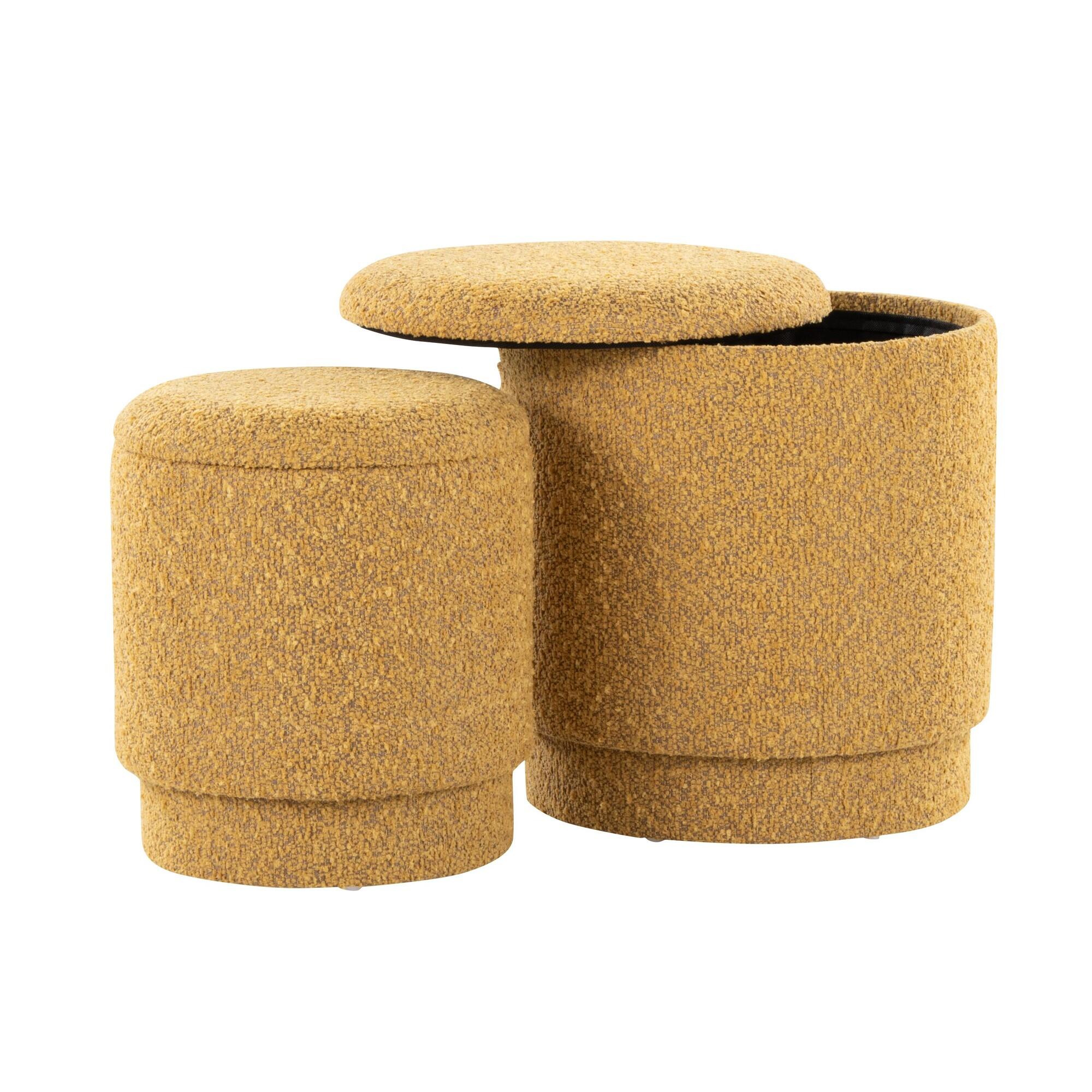 LumiSource Marla Ottoman Set, Yellow, large