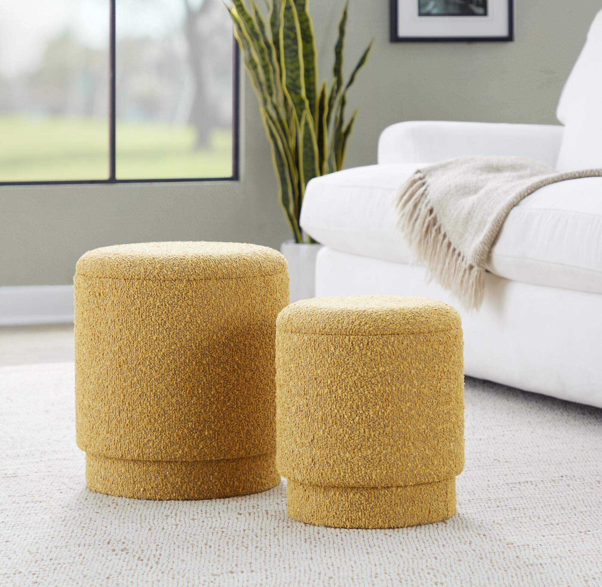 LumiSource Marla Ottoman Set, Yellow, large